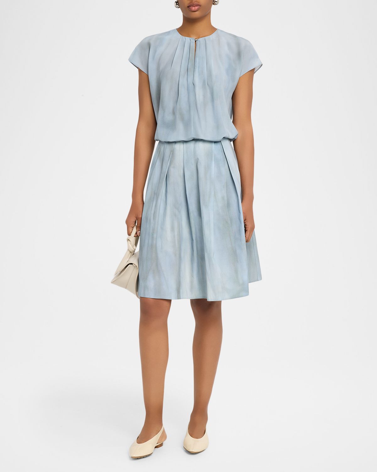 Vince Washed Ombré Silk Cap-Sleeve Blouse