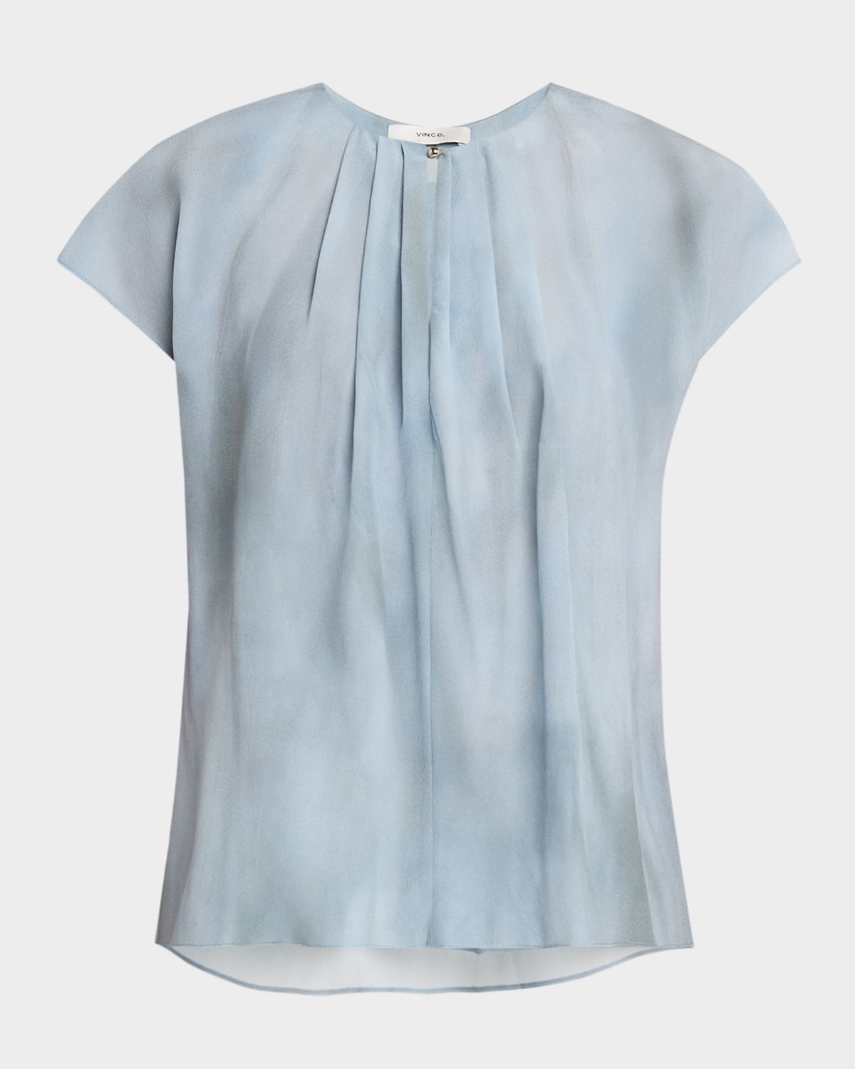 Vince Washed Ombré Silk Cap-Sleeve Blouse