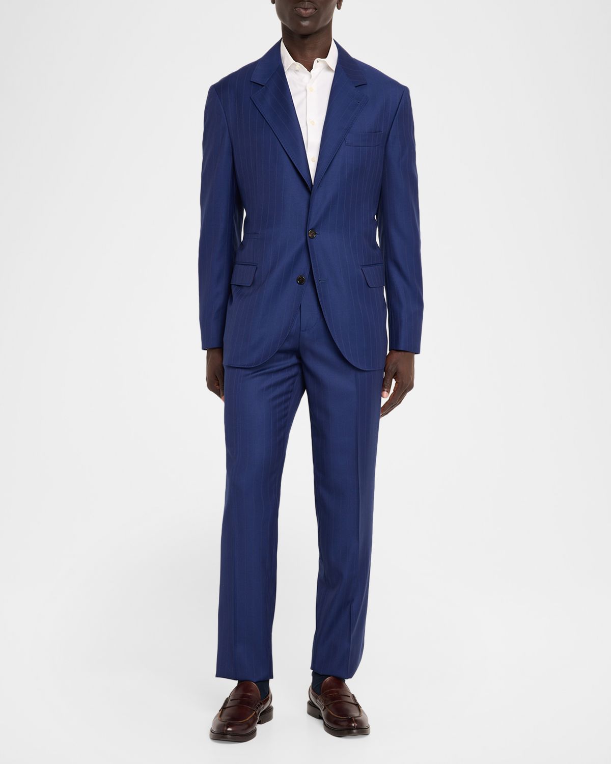 Brunello Cucinelli Pinstriped Linen-Blend Single-Breasted Suit