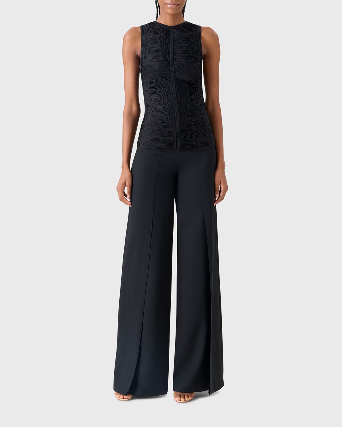 Akris Trapezoid Embroidered Sleeveless Blouse