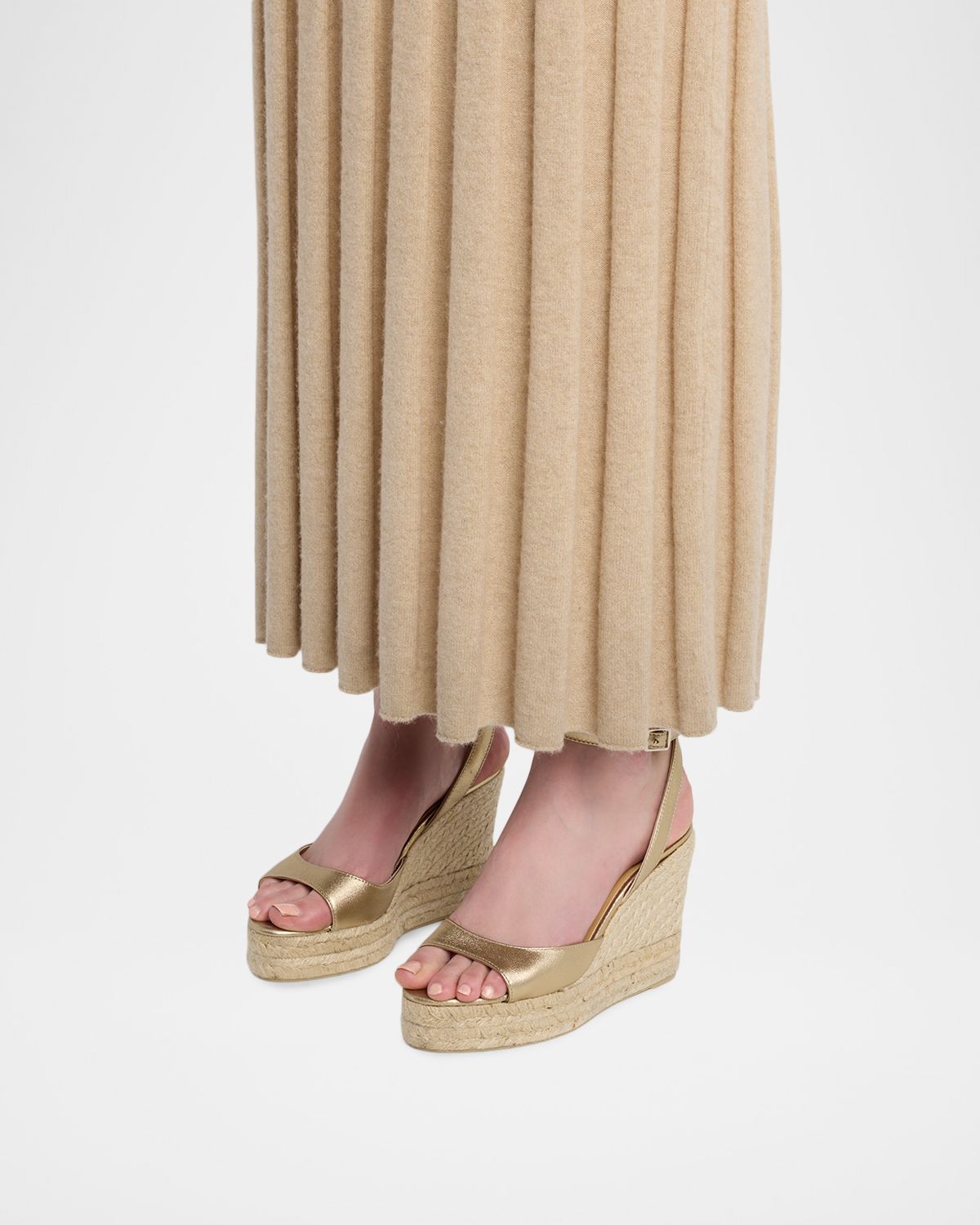 Castaner 95mm Brook Metallic Leather Espadrille Wedge Sandals
