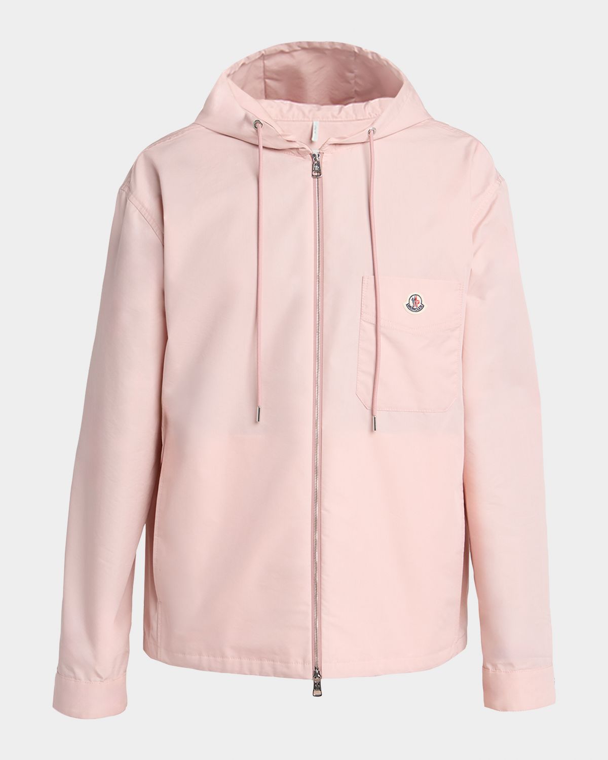 Moncler Men 's Pocket-Logo Poplin Full-Zip Hoodie