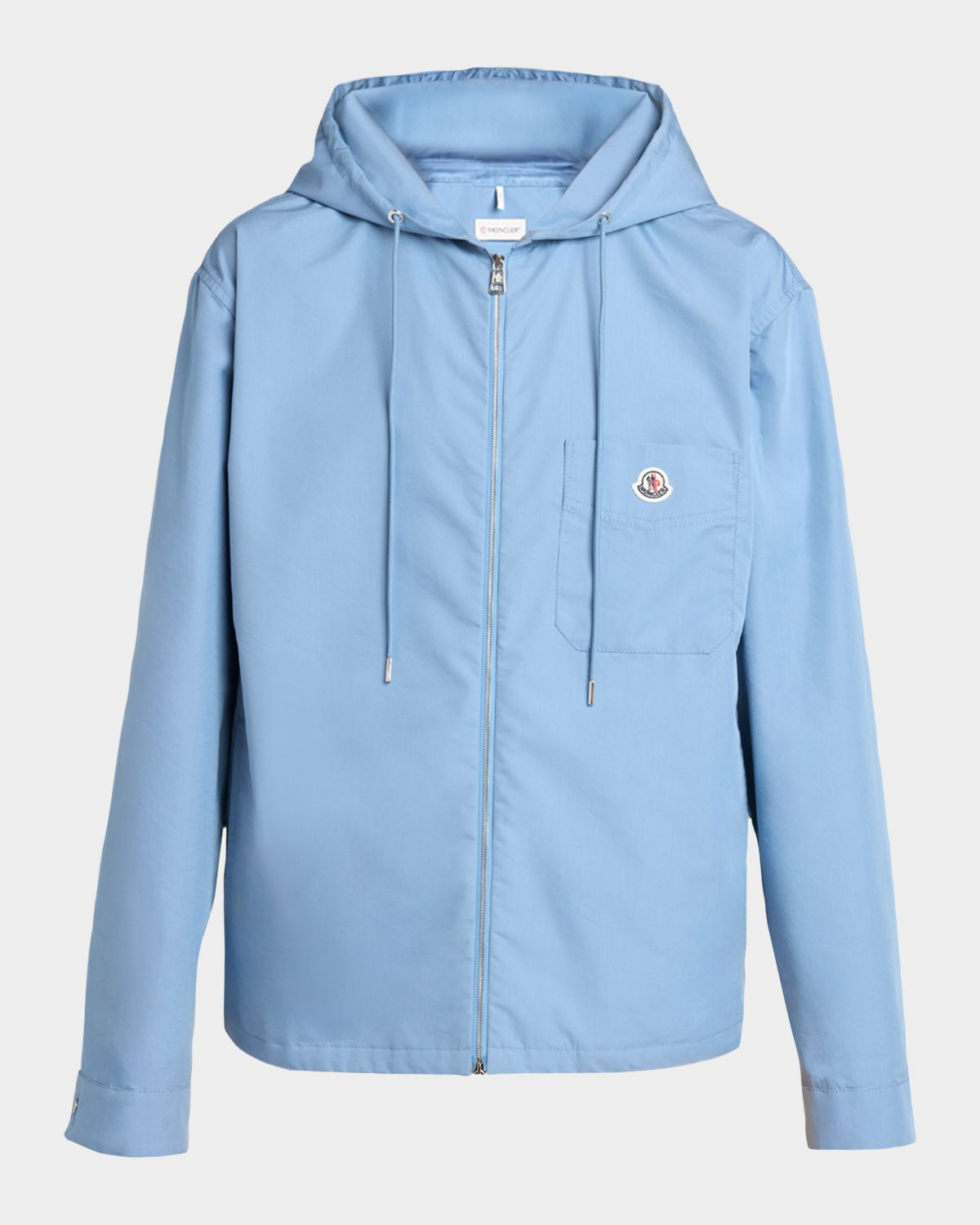 Moncler Men 's Pocket-Logo Poplin Full-Zip Hoodie