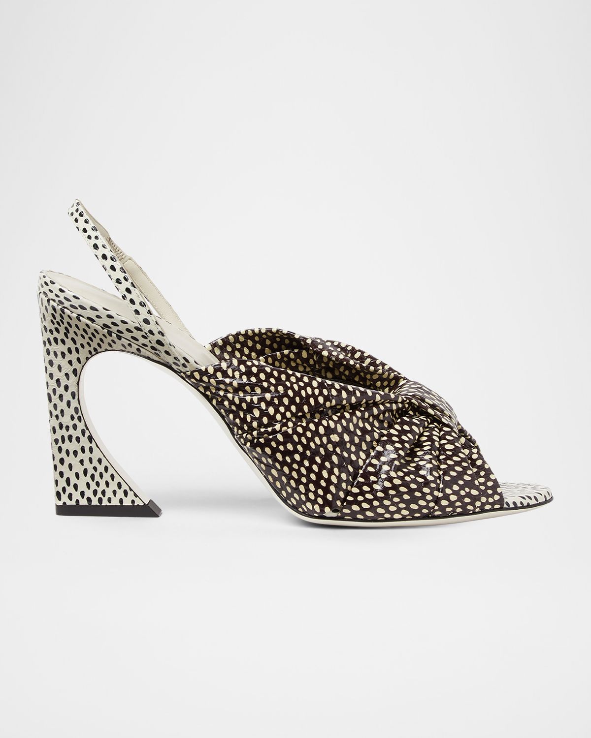 Fendi 85mm Arco Peppered Falena Leather Slingback Sandals