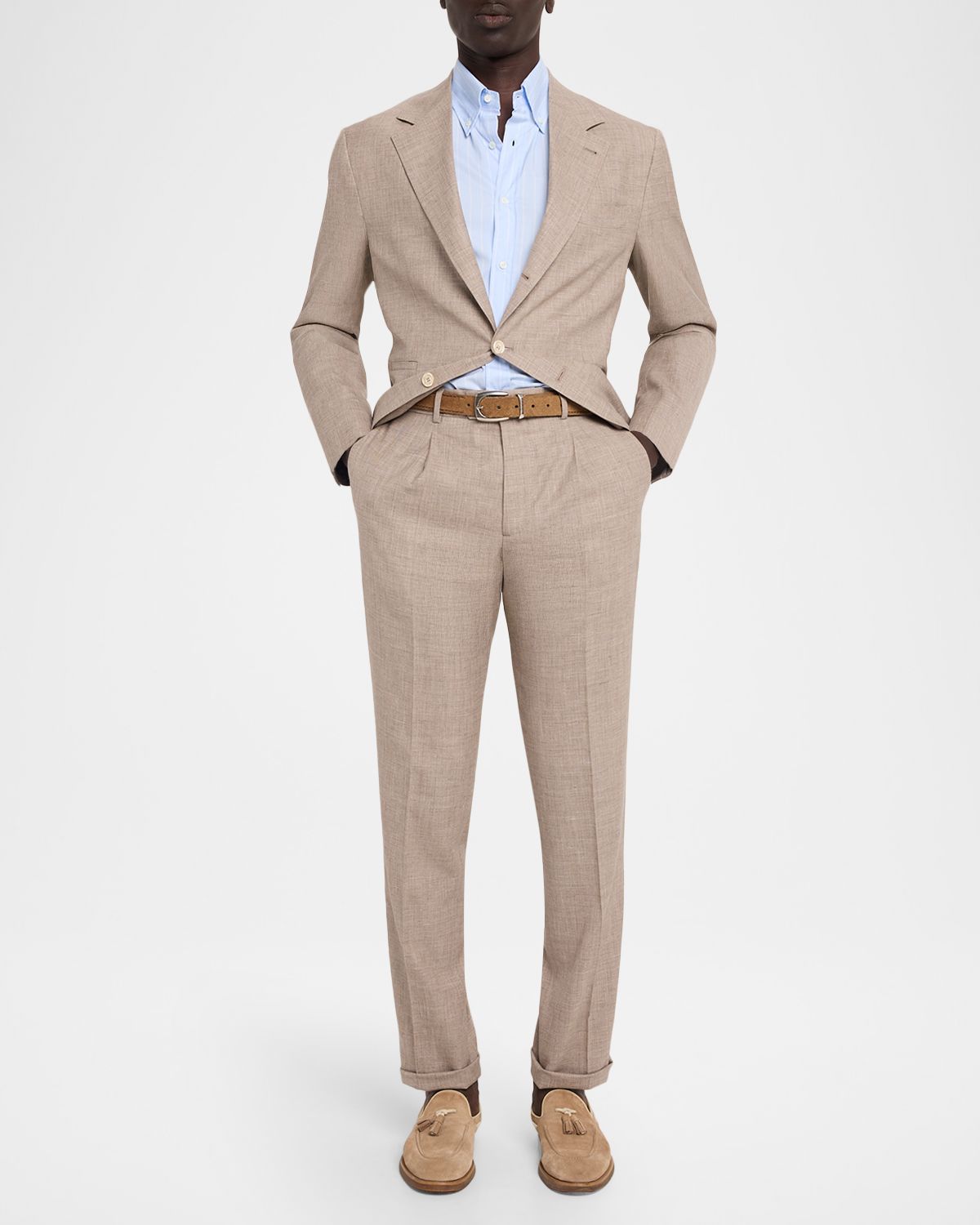 Brunello Cucinelli en 's Button-Collar Stripe Cotton Sport Shirt