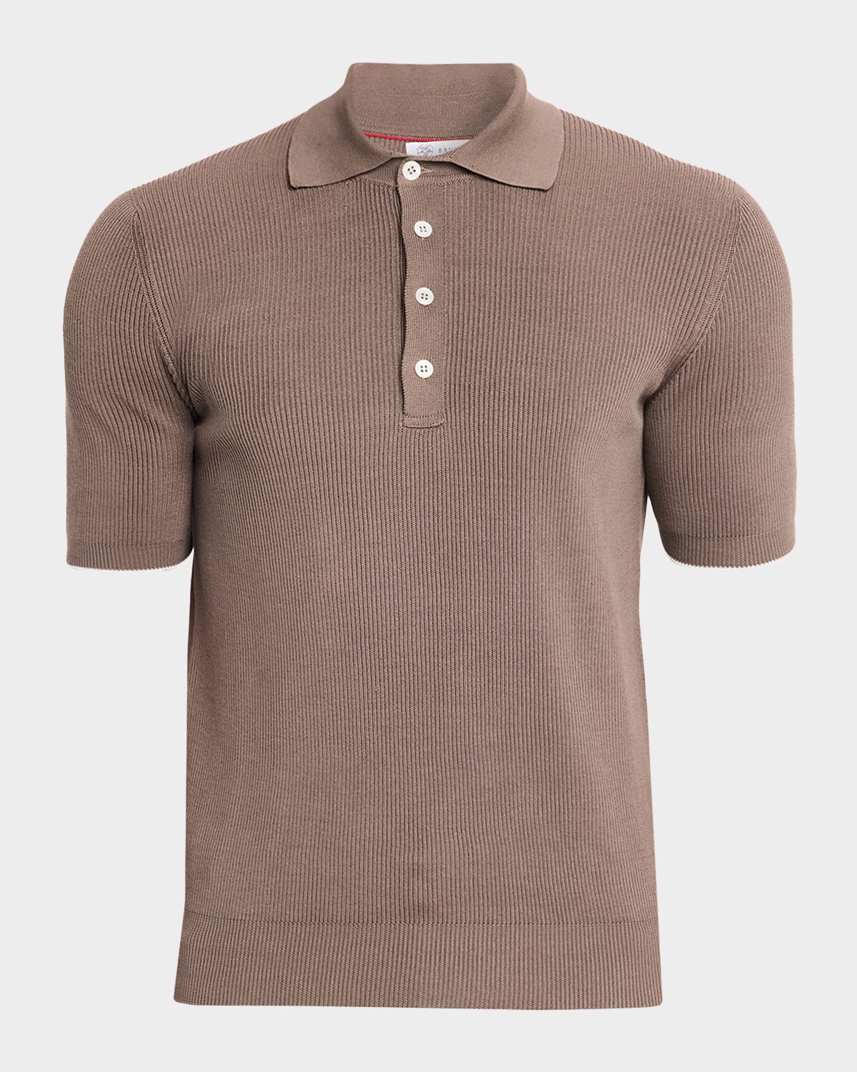 Brunello Cucinelli Men 's Cotton Rib Polo Sweater | Thumbnail 6 Brunello Cucinelli Men 's Cotton Rib Polo Sweater | Thumbnail 6