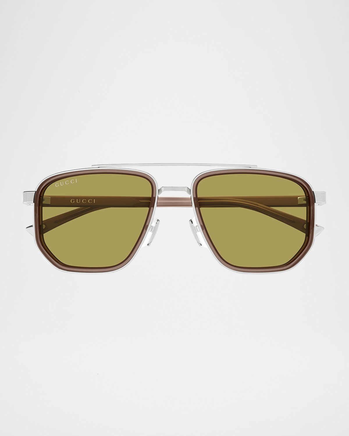 Gucci Men 's GG2073S Double-Bridge Metal and Bio-Nylon Aviator Sunglasses