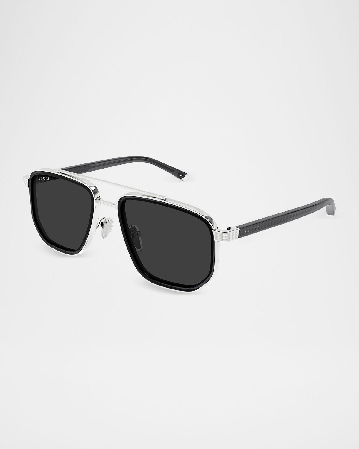 Gucci Men 's GG2073S-001 Metal and Acetate Rectangle Sunglasses