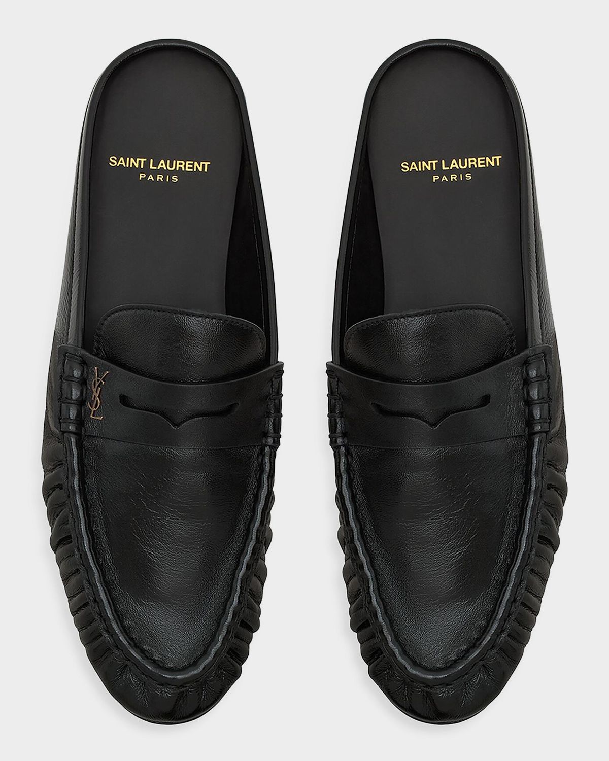 Saint Laurent Le Loafer Leather Penny Loafer Mules