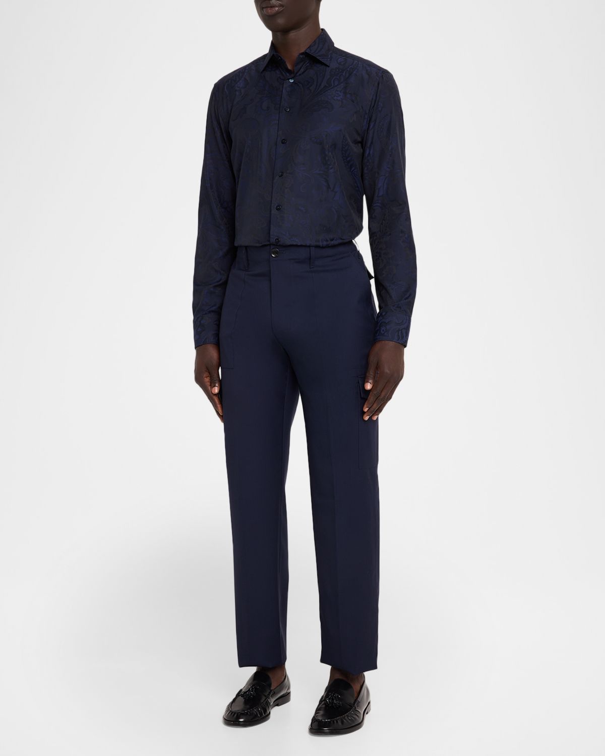 Etro Men 's Wool Straight-Leg Cargo Trousers