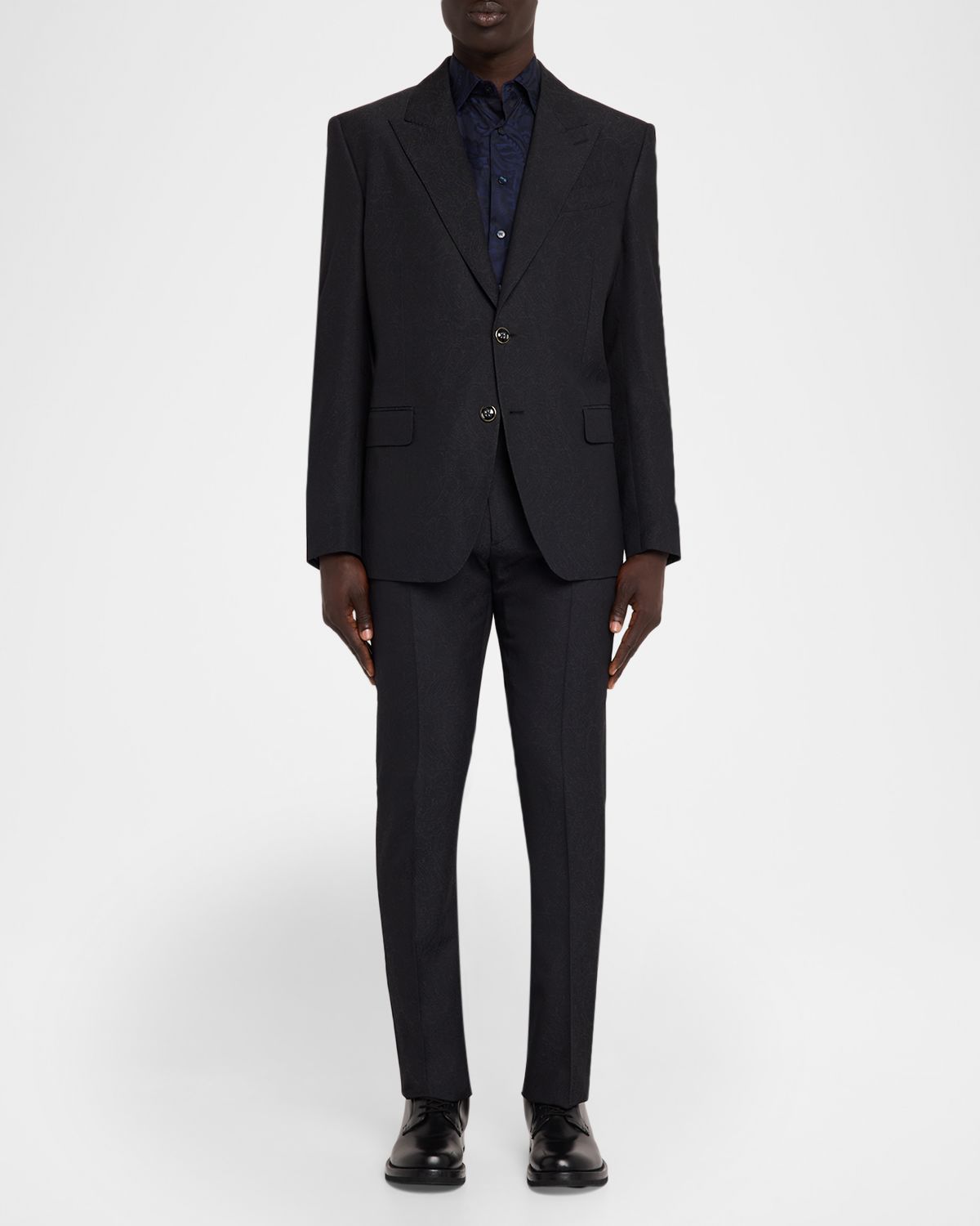 Etro Men 's Wool Paisley Roma Fit Flat-Front Trousers