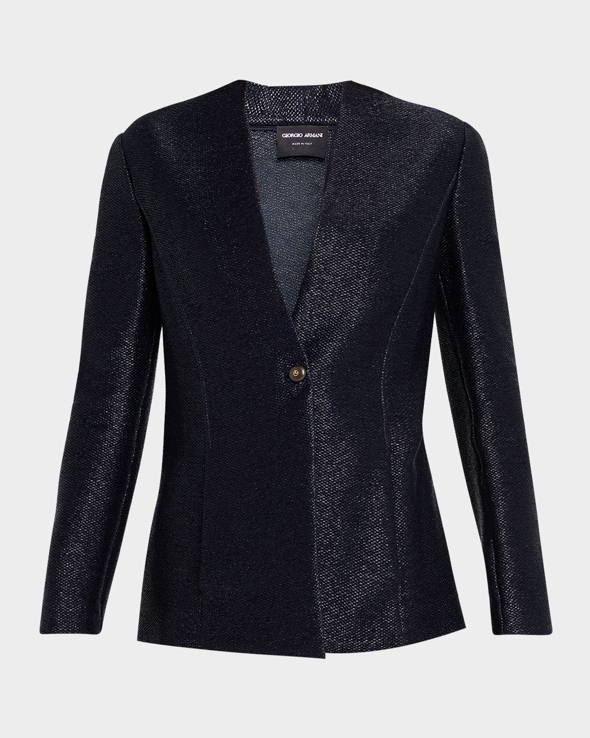 Giorgio Armani Metallic Raffia Single-Breasted Jacket