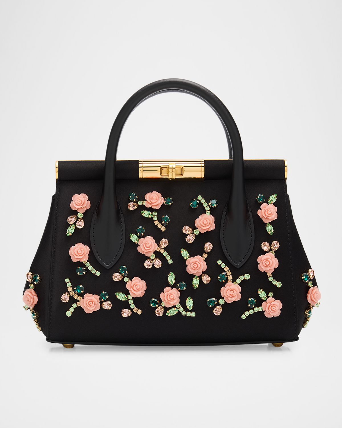 Dolce & Gabbana Floral Beaded Satin Top-Handle Bag