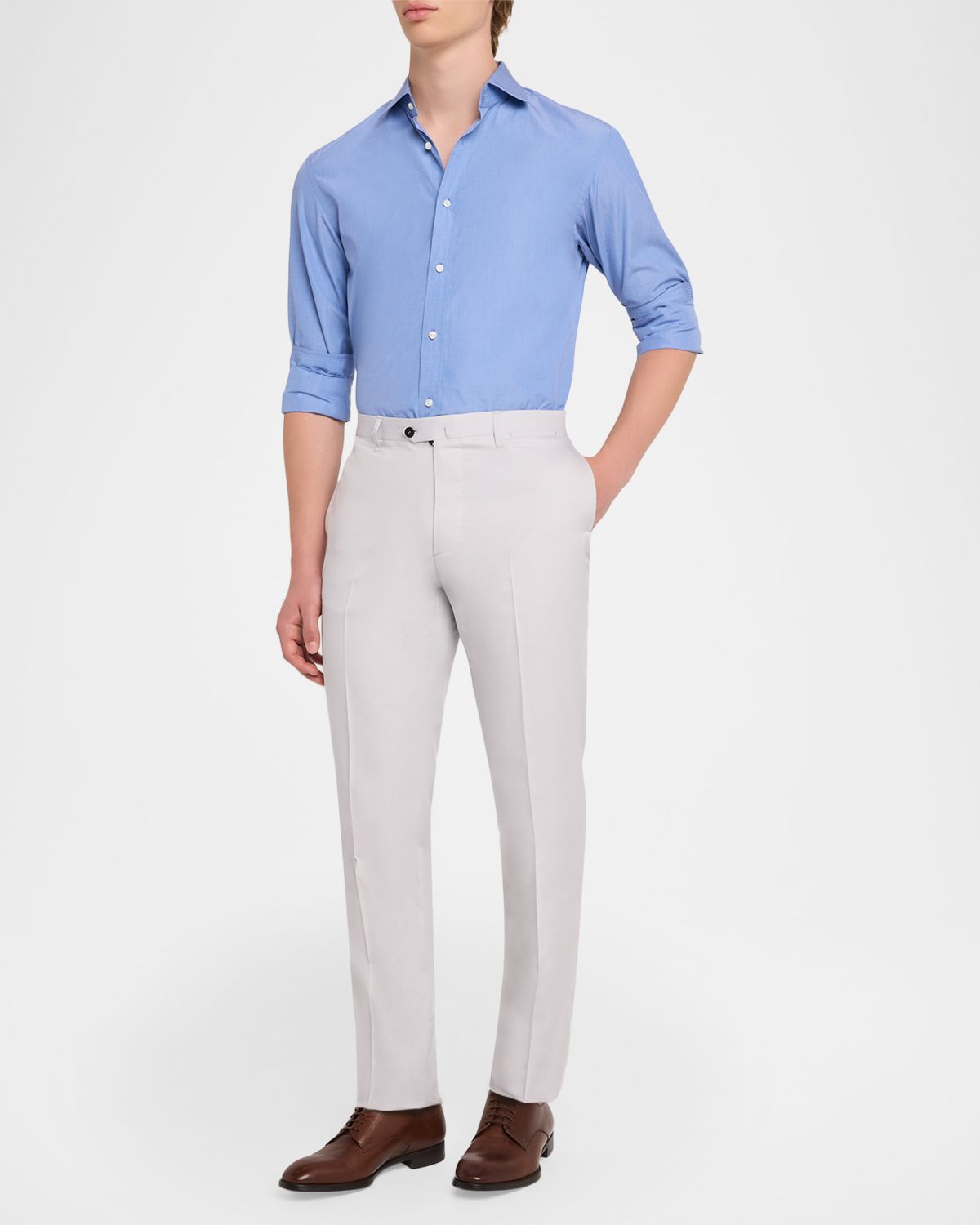 Cesare Attolini Men 's Cotton-Wool Twill Pants | Thumbnail 2