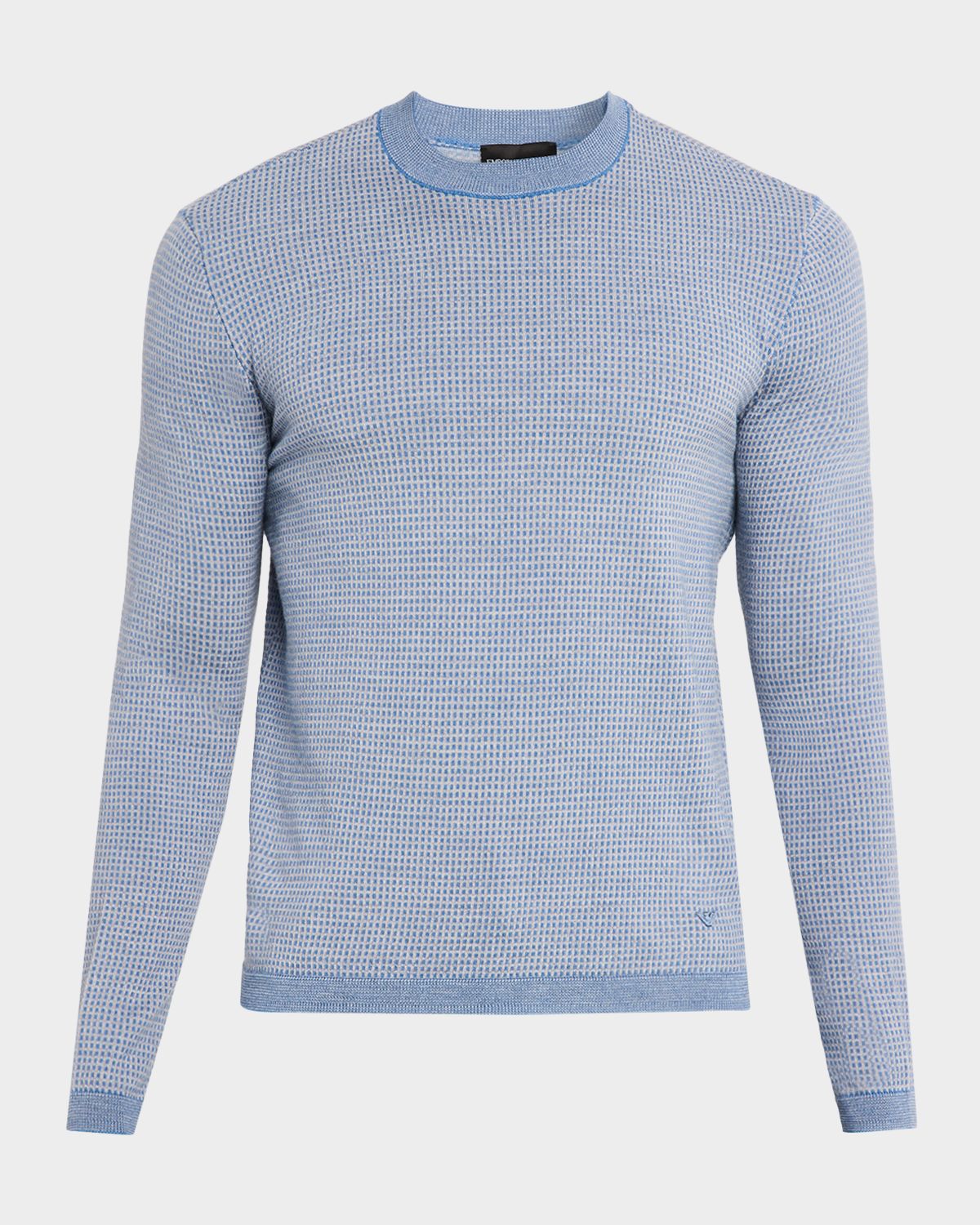 Emporio Armani Men 's Wool Geometric Check Crewneck Sweater