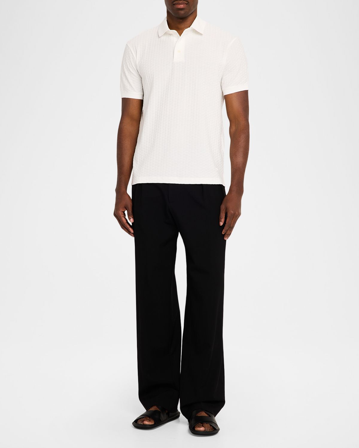 Emporio Armani Men 's Cotton Geometric-Textured Polo Shirt