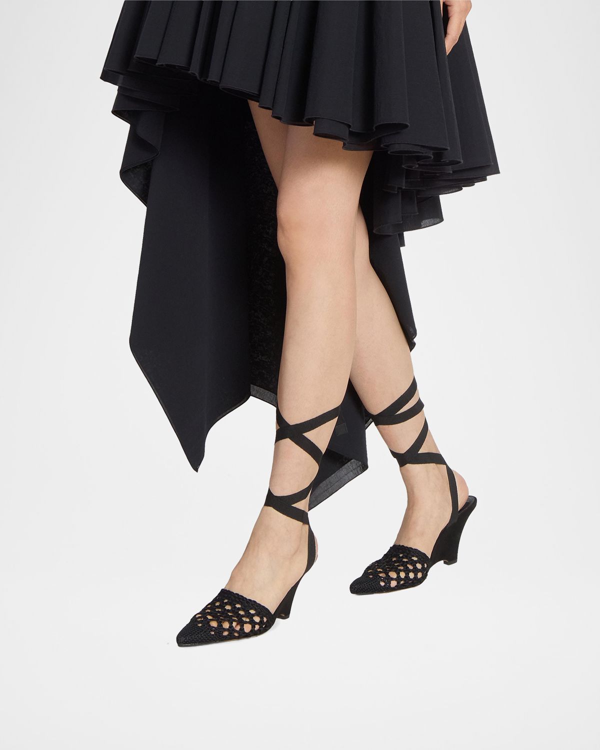 Jacquemus 80mm Les Espadrilles Ankle-Tie Wedge Mules