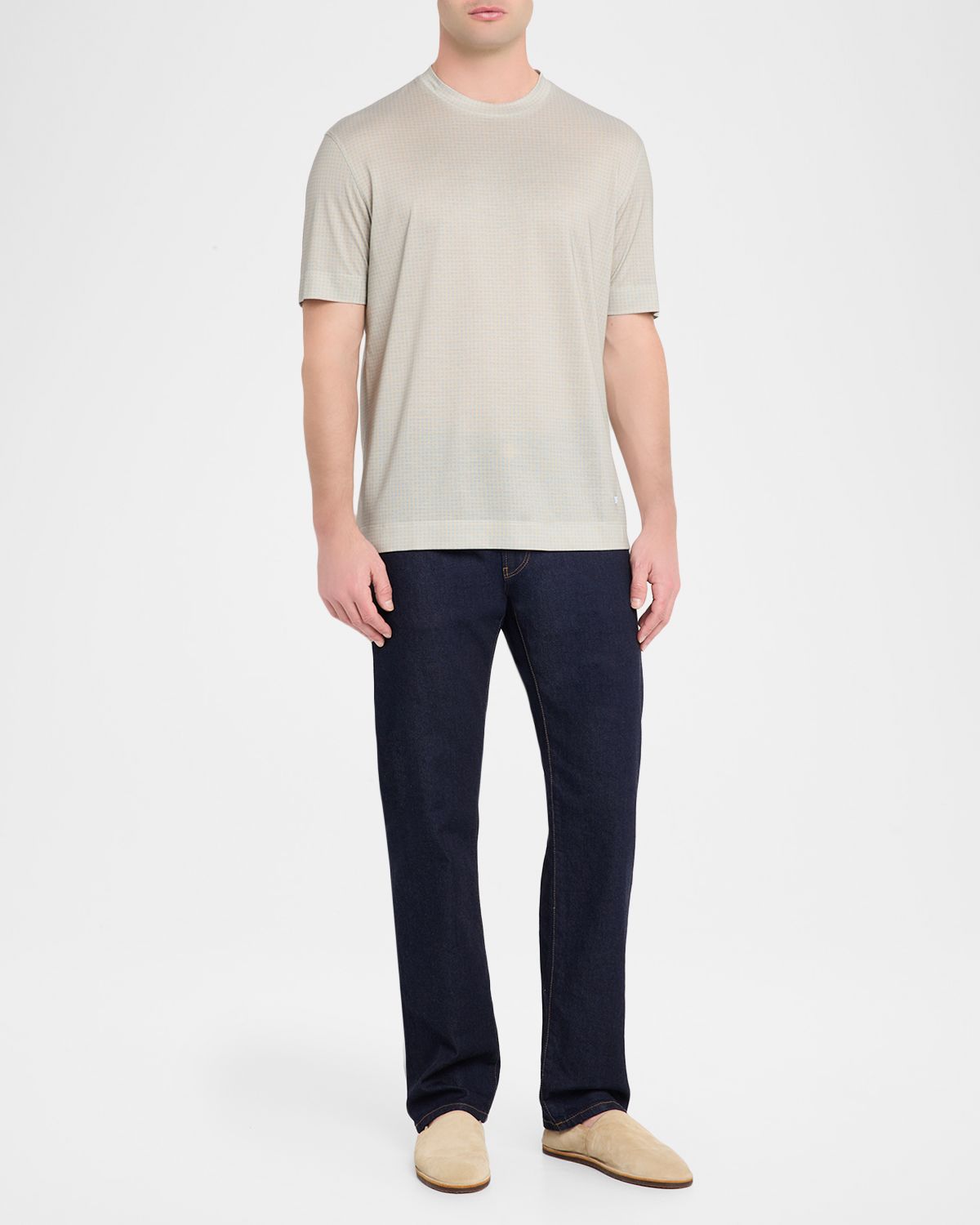 Emporio Armani Men 's Lyocell and Cotton Micro-Square Crewneck T-Shirt