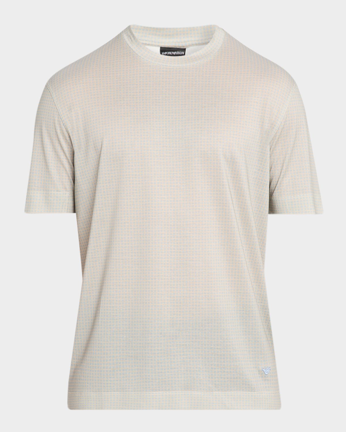 Emporio Armani Men 's Lyocell and Cotton Micro-Square Crewneck T-Shirt