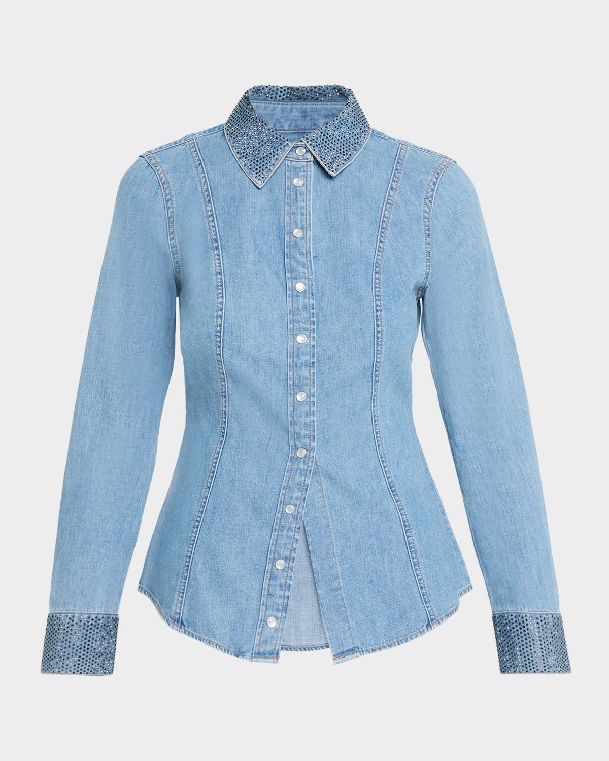 Veronica Beard Noah Denim Crystal-Trim Shirt | Thumbnail 6