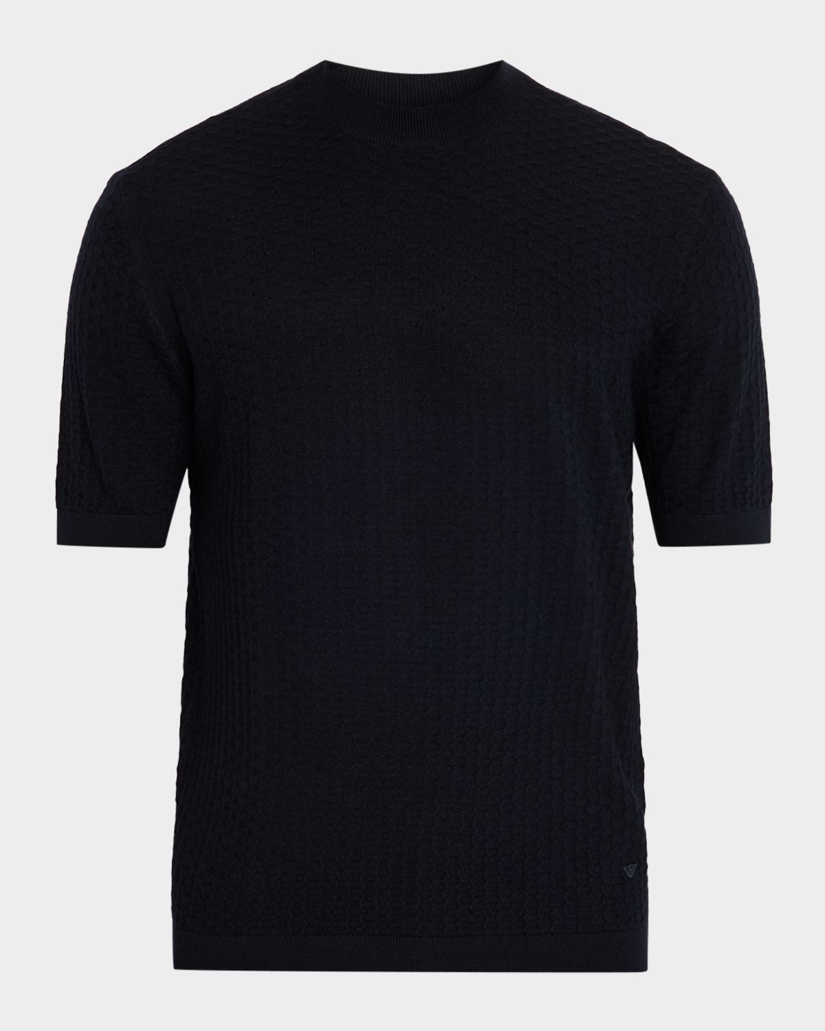 Emporio Armani Men 's Wool Honeycomb Jacquard Short-Sleeve Sweater