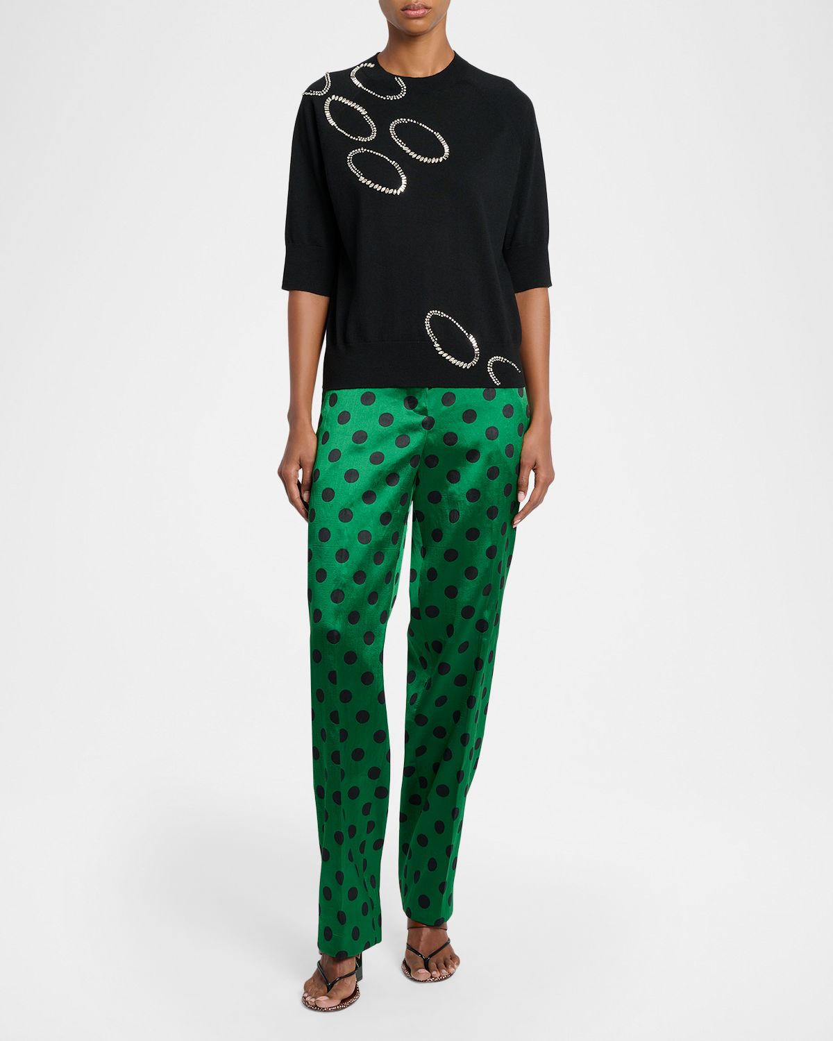 Dries Van Noten Tuan Embellished Short-Sleeve Sweater