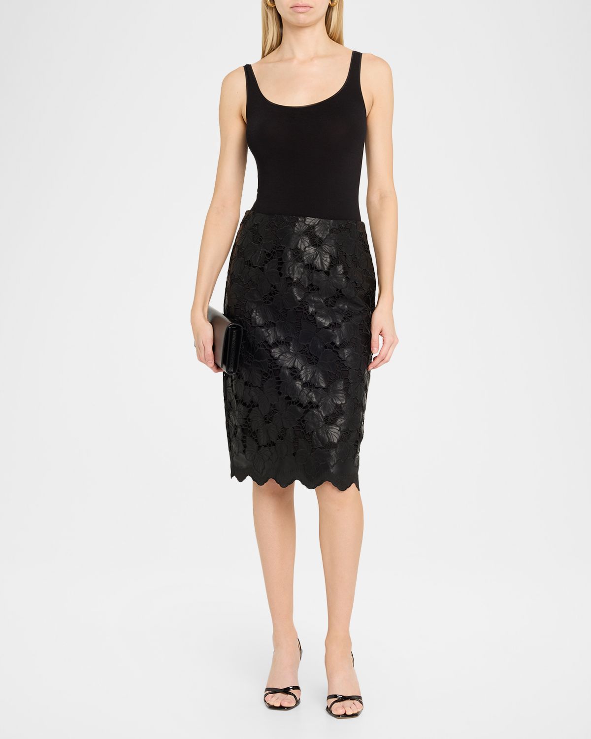 L 'Agence Royal Vegan Leather Pencil Skirt