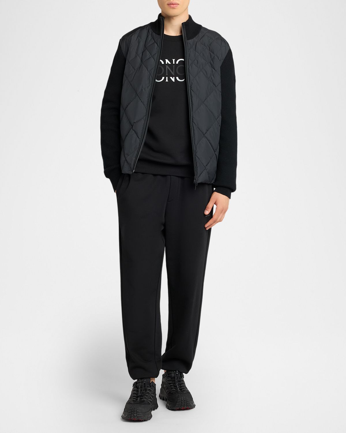 Moncler Men 's Quilted Knit Hybrid Full-Zip Cardigan