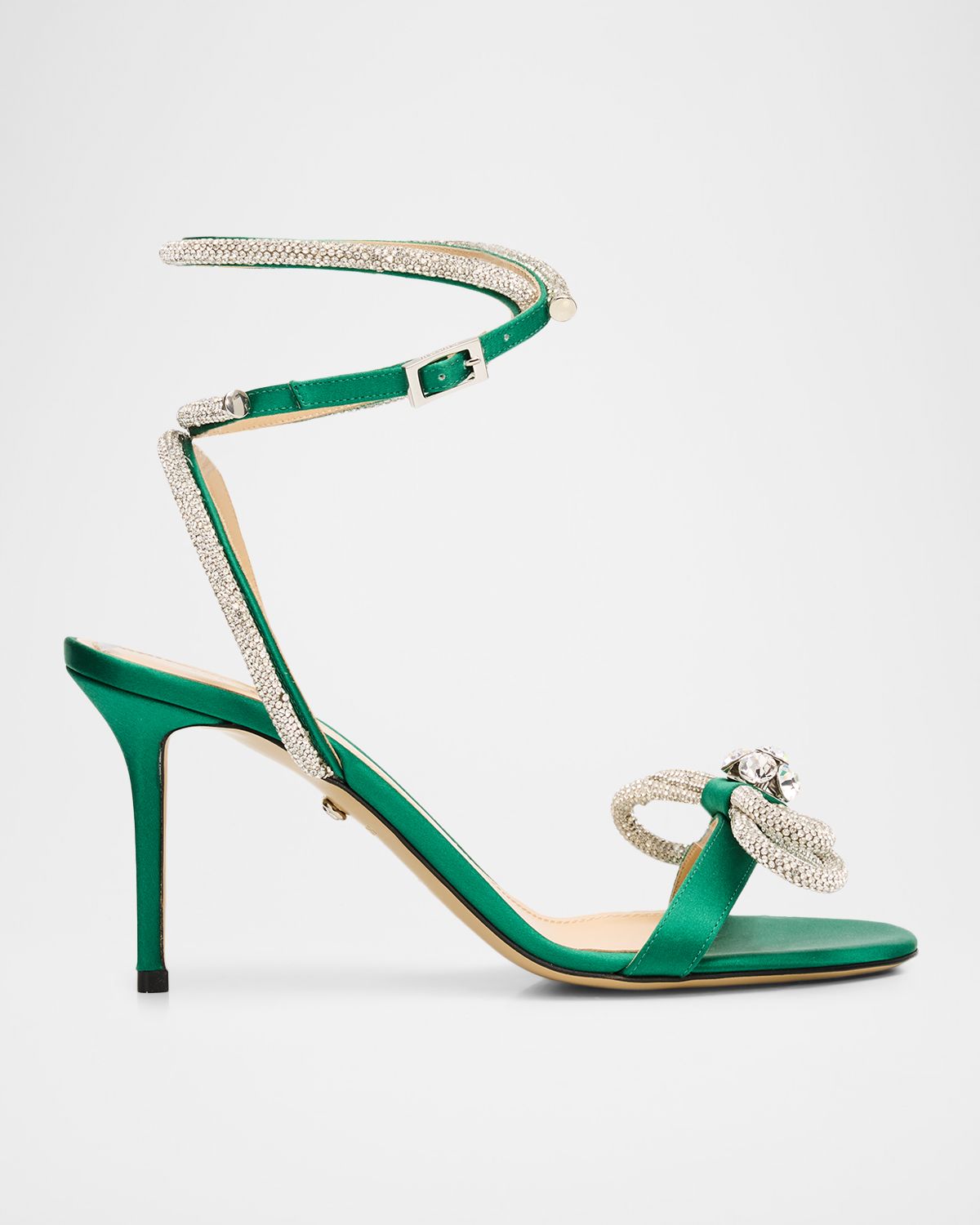 MACH & MACH 85mm Strass Double Bow Satin Ankle-Strap Sandals