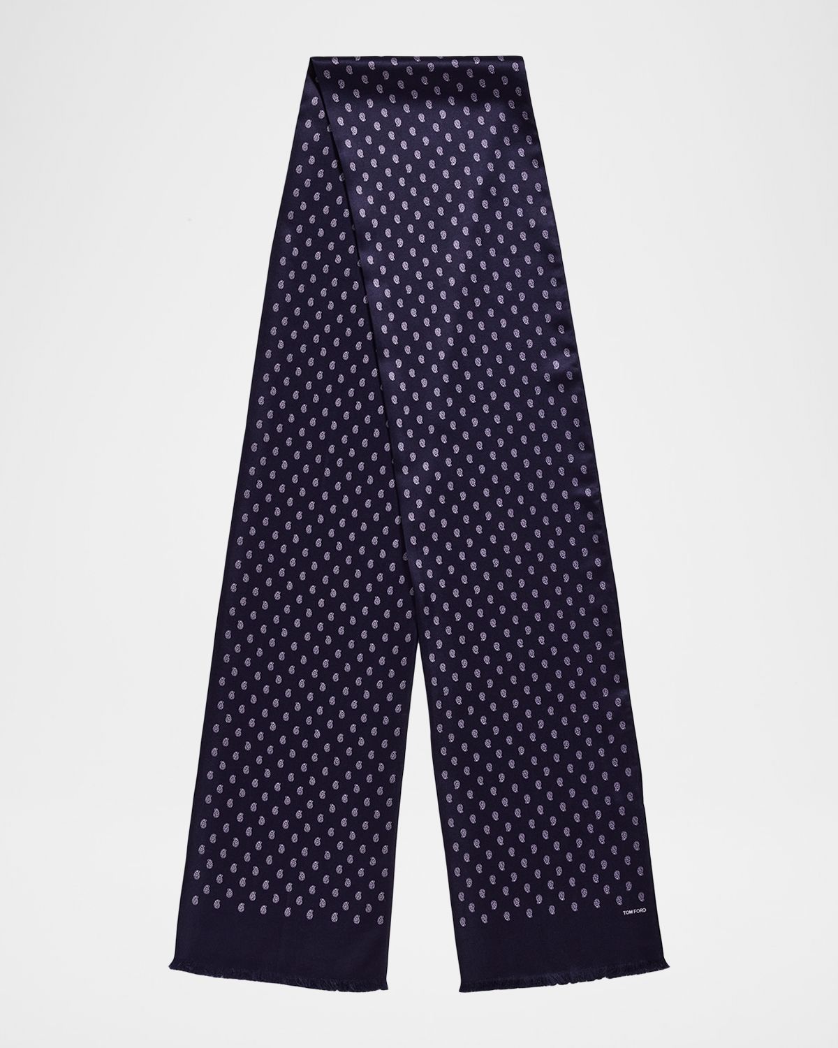 TOM FORD Men 's Micro Paisley-Print Mulberry Silk Scarf | Thumbnail 7