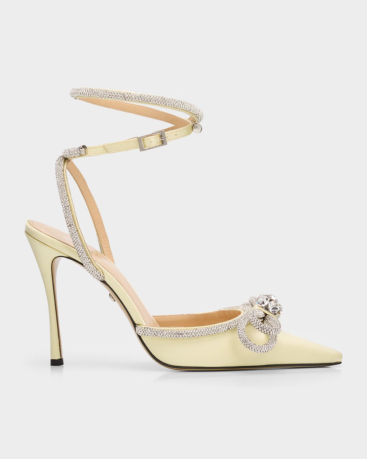 MACH & MACH Strass Mesh Double Bow Ankle-Strap Pumps