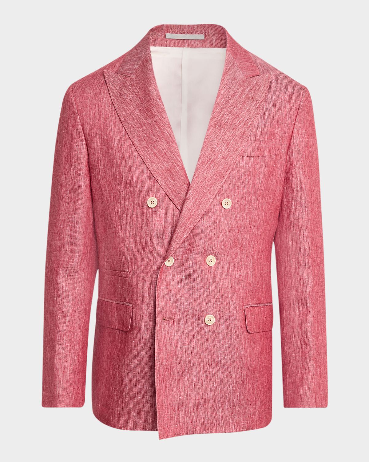 Brunello Cucinelli Men 's Linen Denim Double-Breasted Deconstructed Blazer