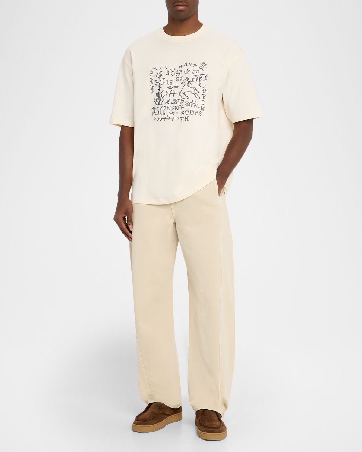 Scotch & Soda Men 's Cross-Stitch Artwork Relaxed-Fit T-Shirt | Thumbnail 5 Scotch & Soda Men 's Cross-Stitch Artwork Relaxed-Fit T-Shirt | Thumbnail 5