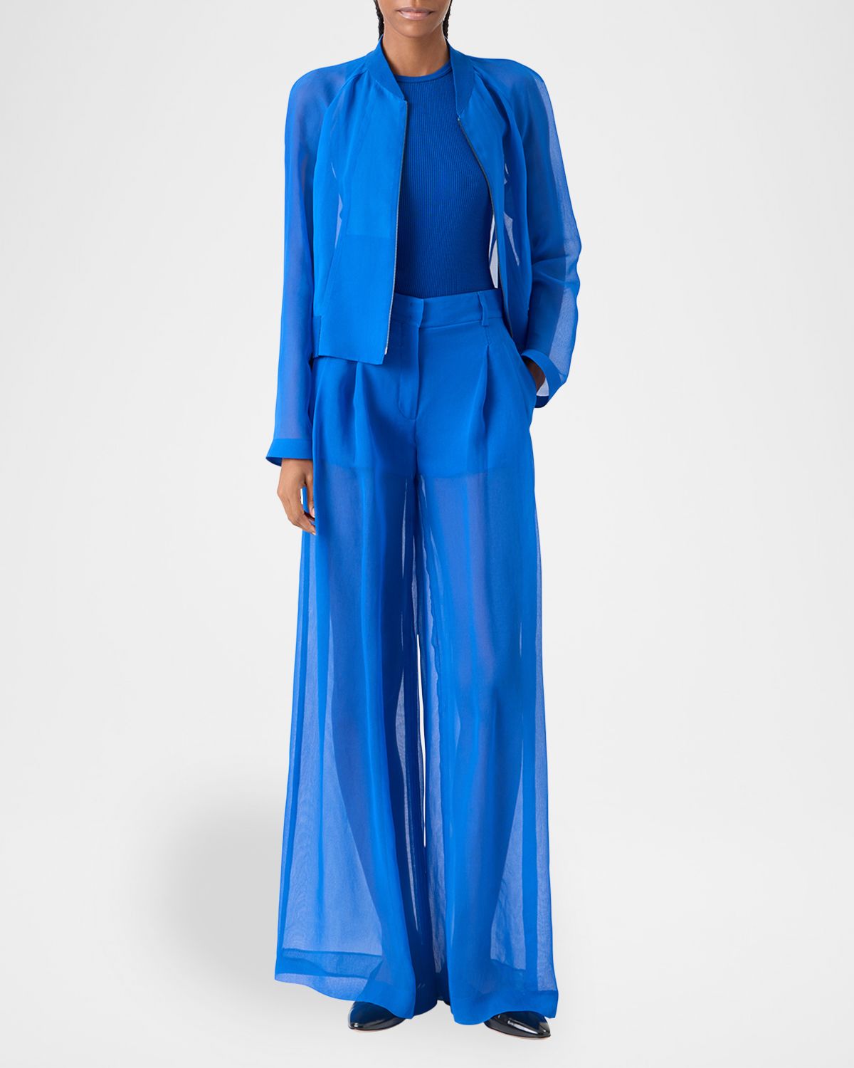 Akris Harina Panama Silk Organza Bomber Jacket