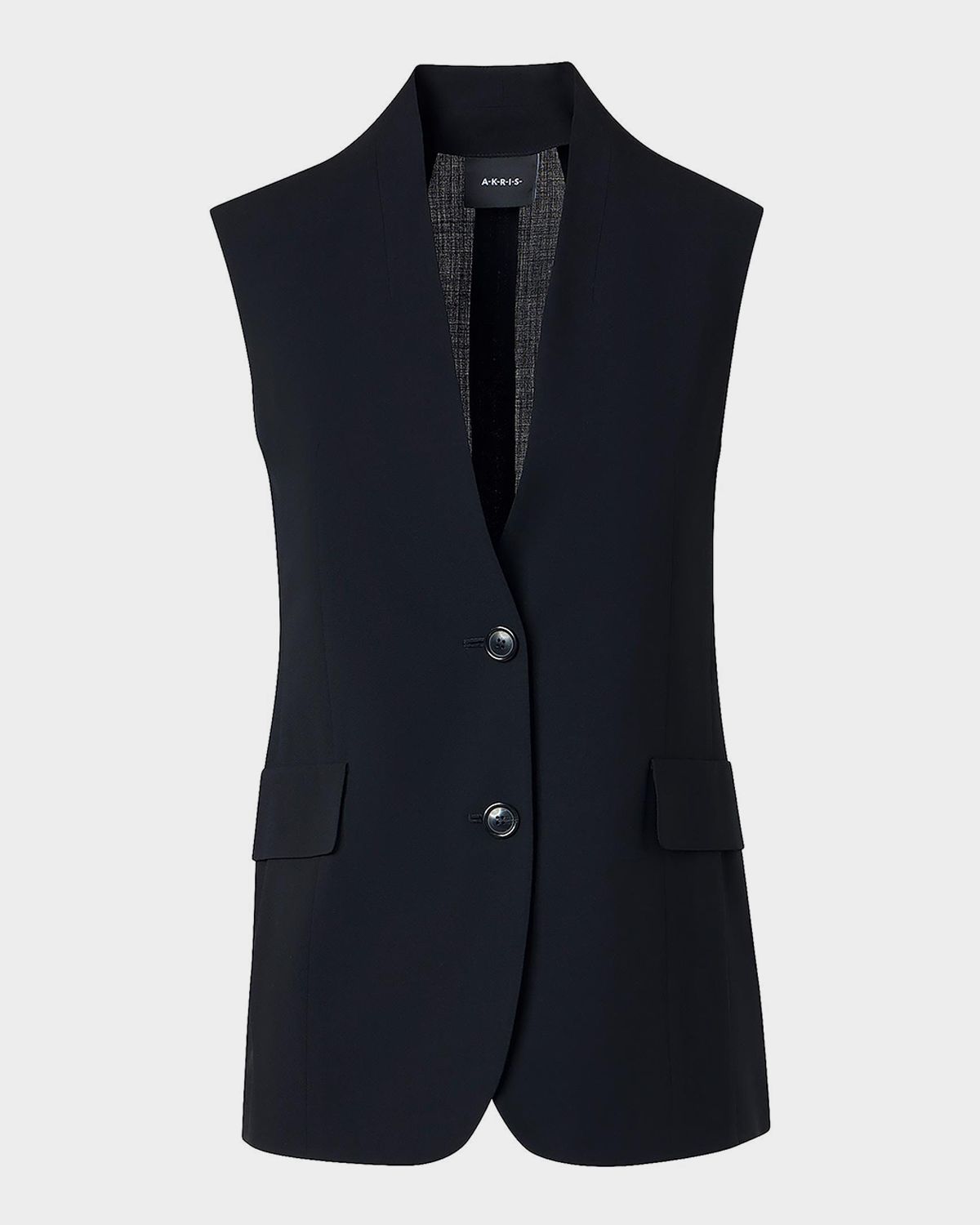 Akris Martina Cool Wool Single-Breasted V-Neck Vest