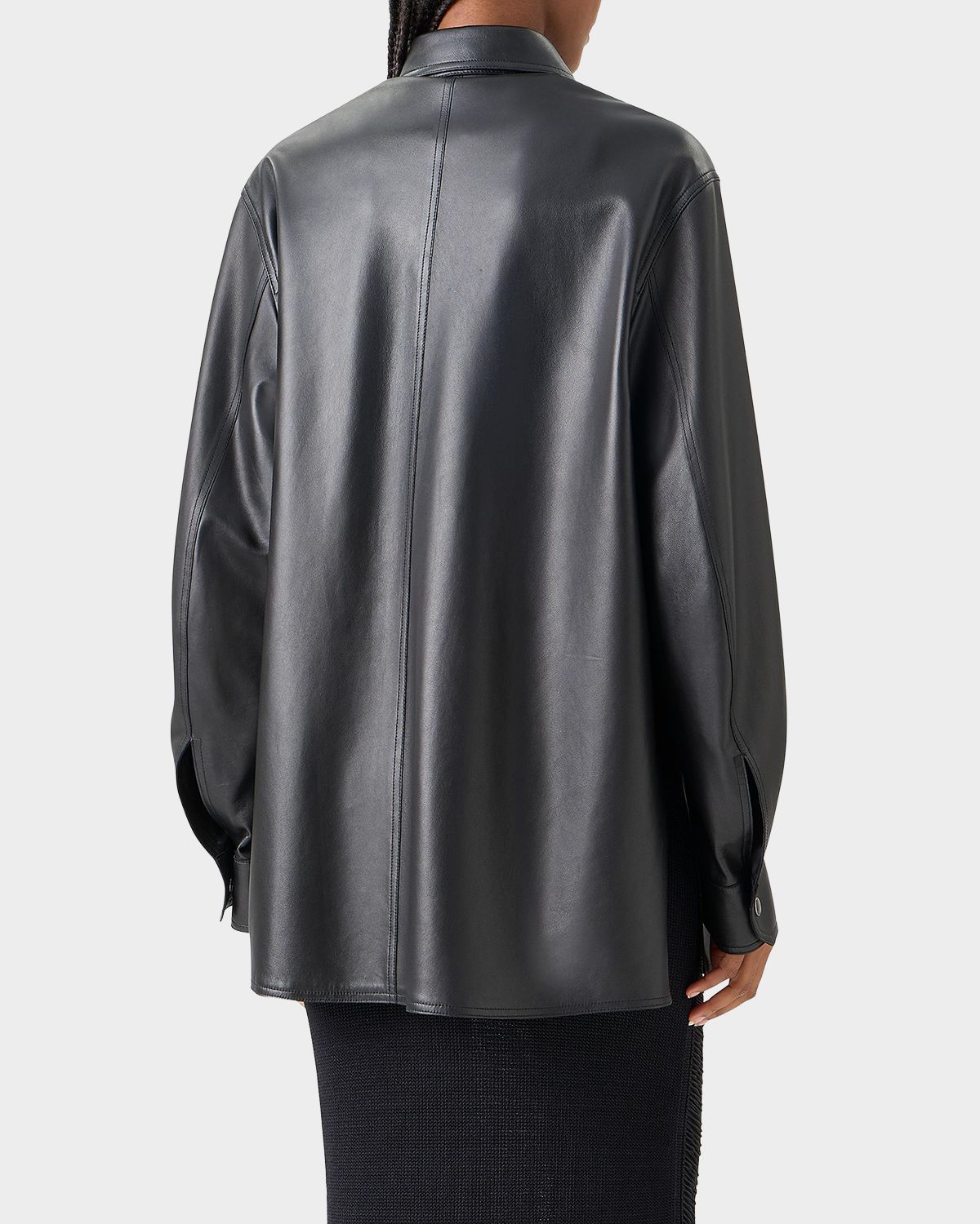 Akris Leather Button-Down Shirt