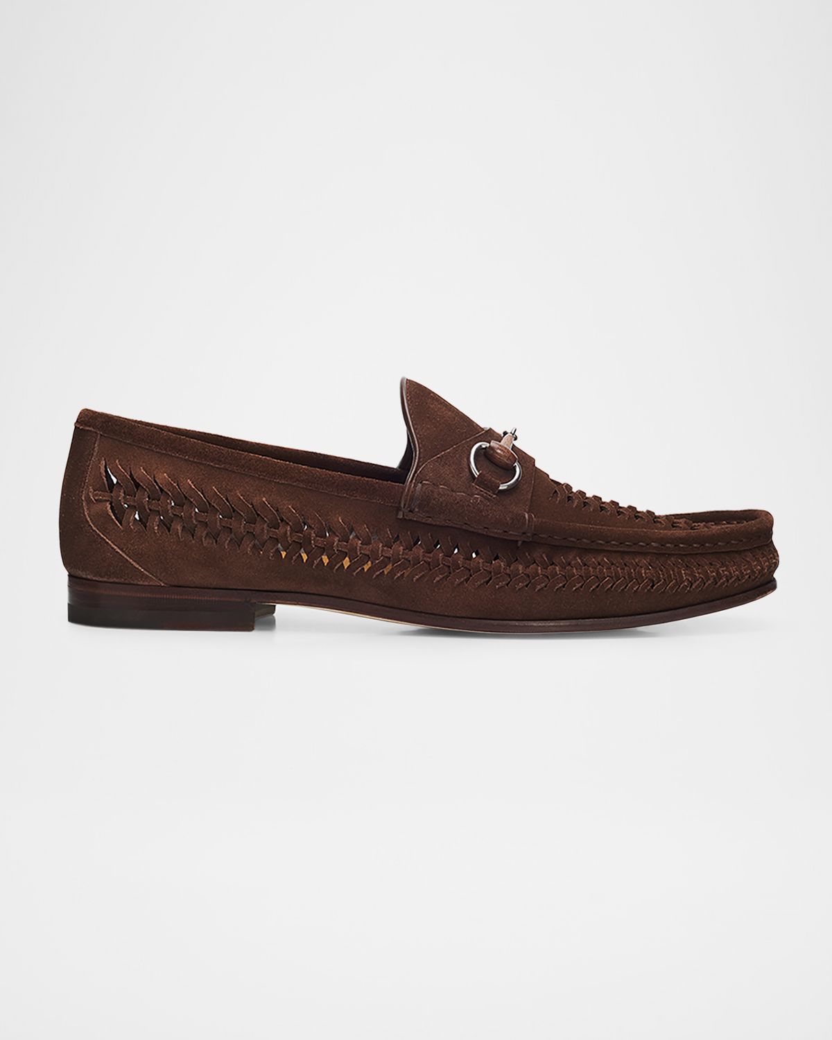 Gucci Men 's Horsebit 1953 Woven Suede Bit Loafers