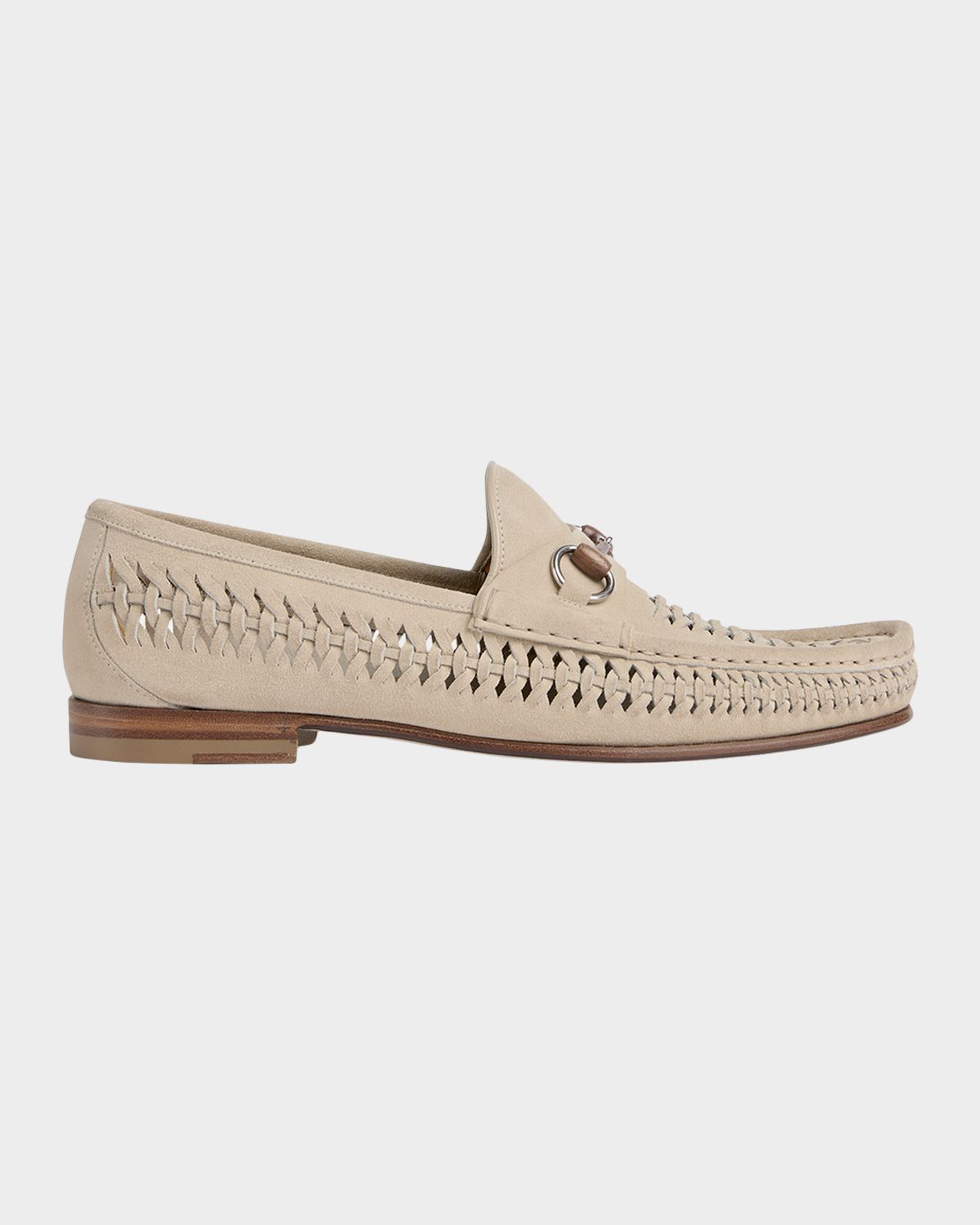 Gucci Men 's Horsebit 1953 Woven Suede Bit Loafers