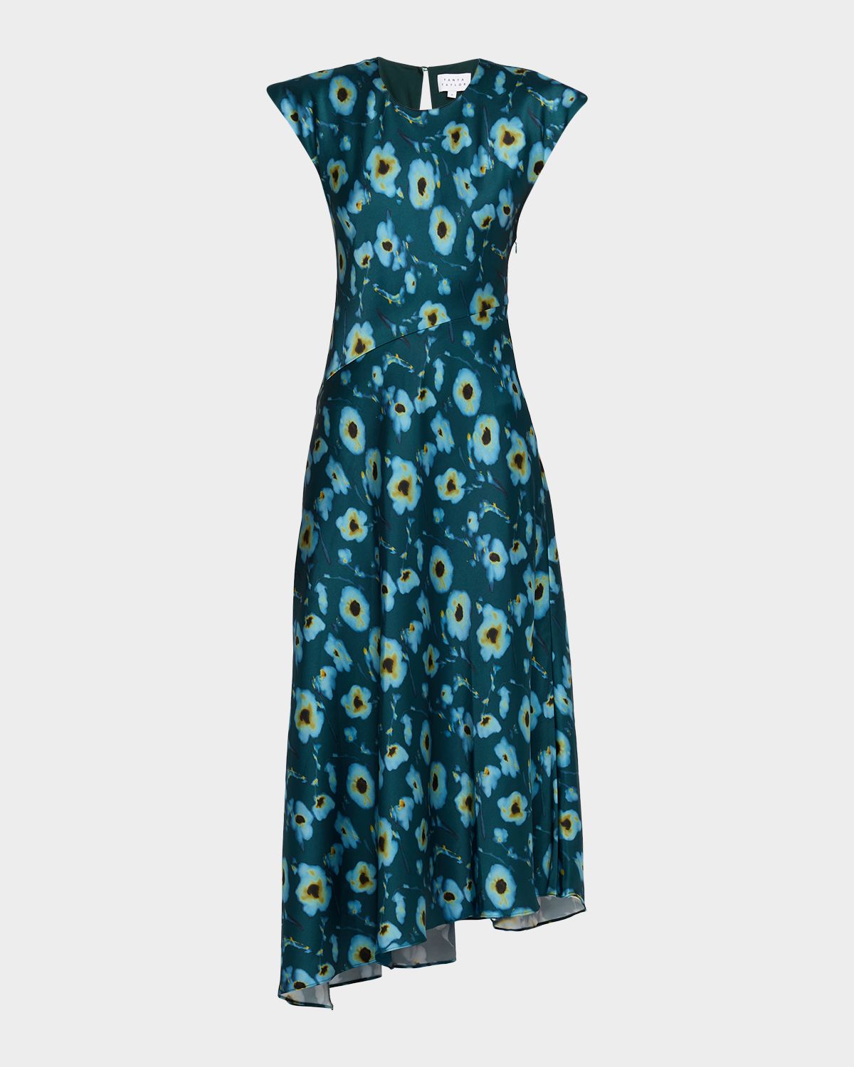 Tanya Taylor Violeta Asymmetric Satin Midi Dress