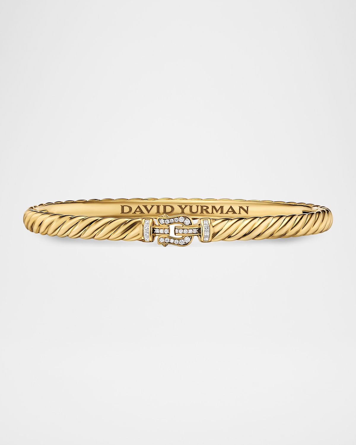 David Yurman Sculpted Cable Buckle Bracelet with Diamonds in 18K Gold