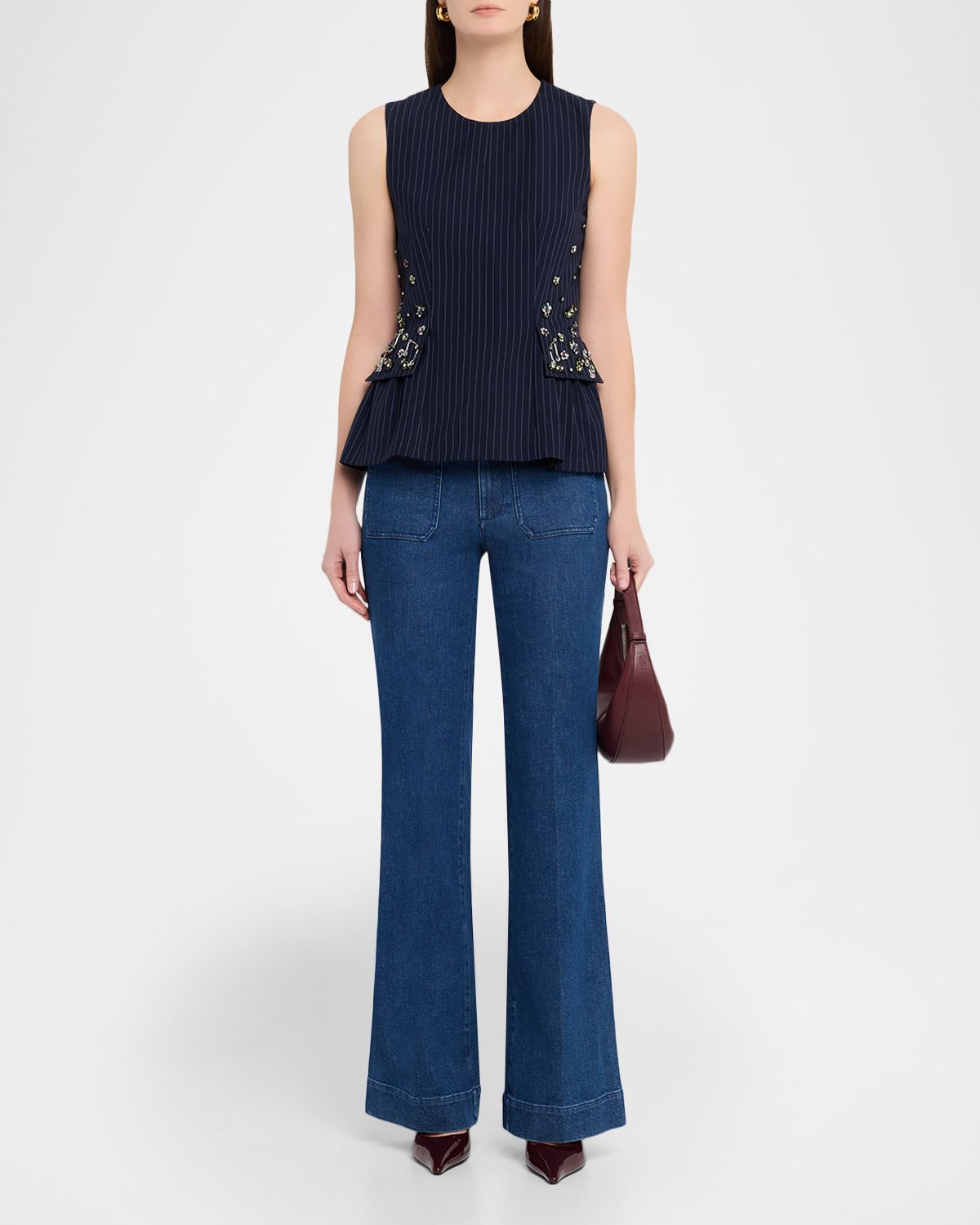 Tanya Taylor Astrid Embellished Sleeveless Top