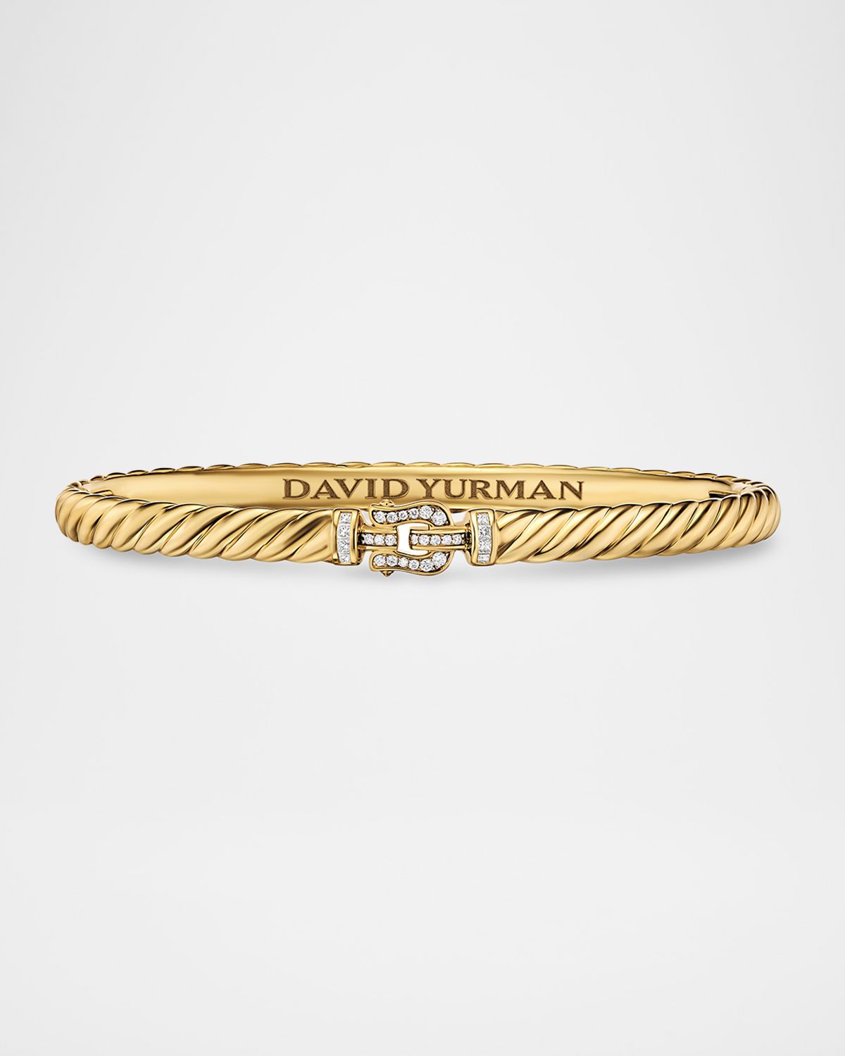David Yurman Sculpted Cable Buckle Bracelet with Diamonds in 18K Gold