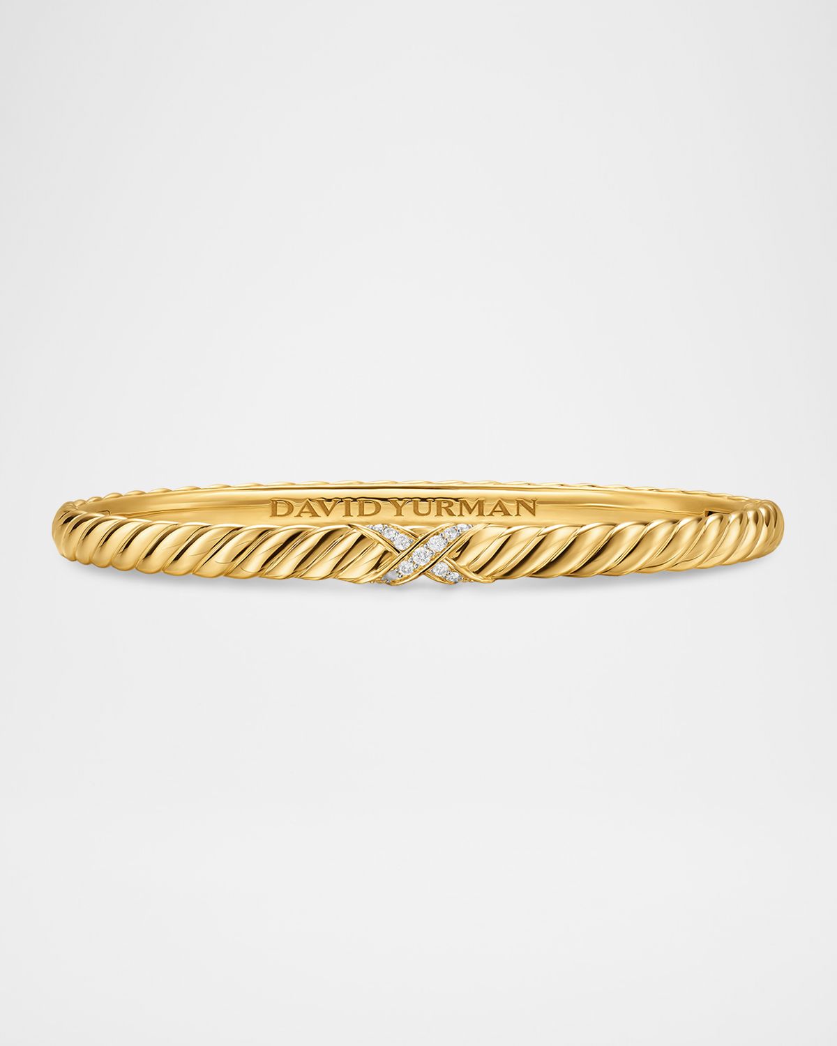 David Yurman Sculpted Cable X Bracelet with Diamonds in 18K Gold
