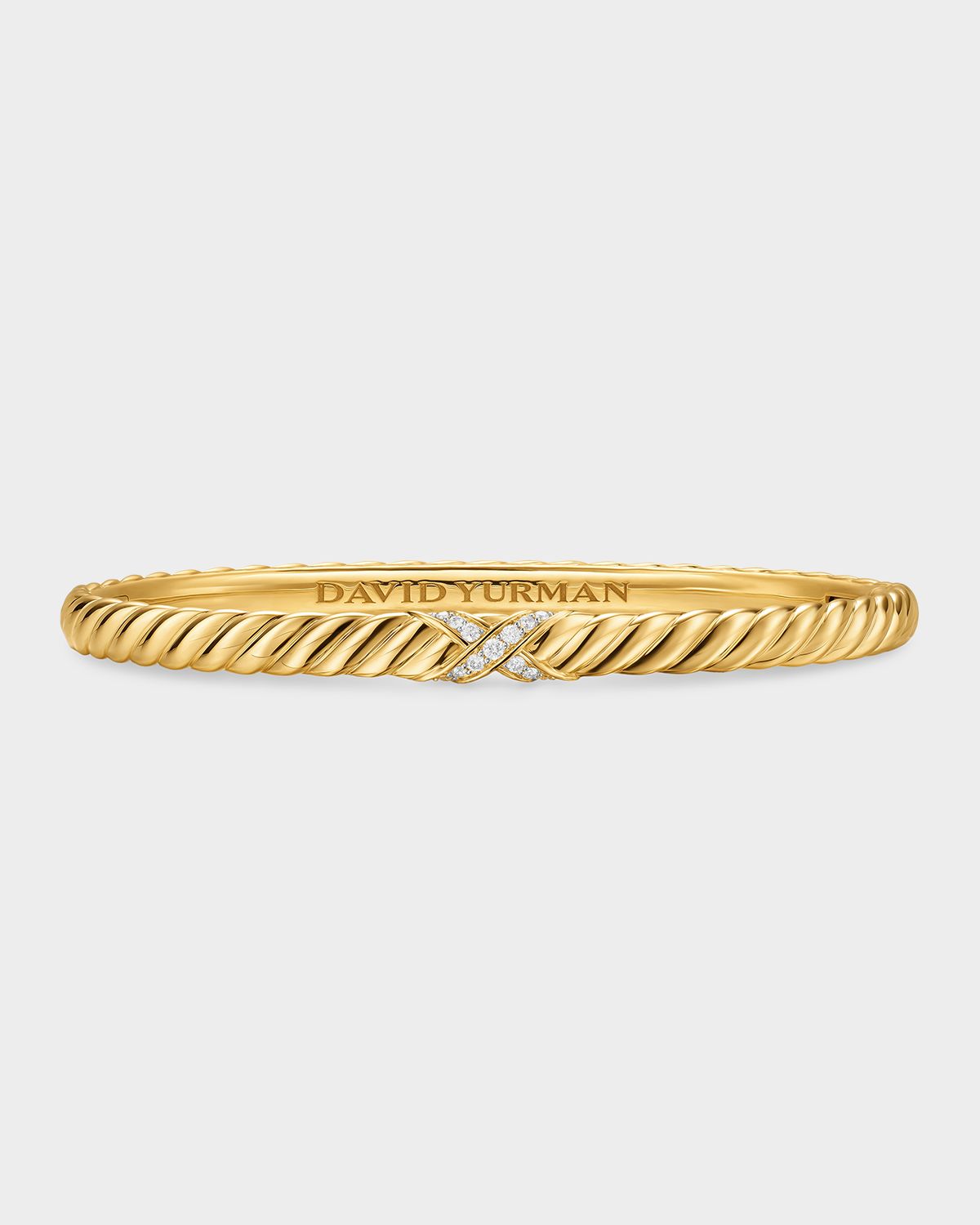 David Yurman Sculpted Cable X Bracelet with Diamonds in 18K Gold