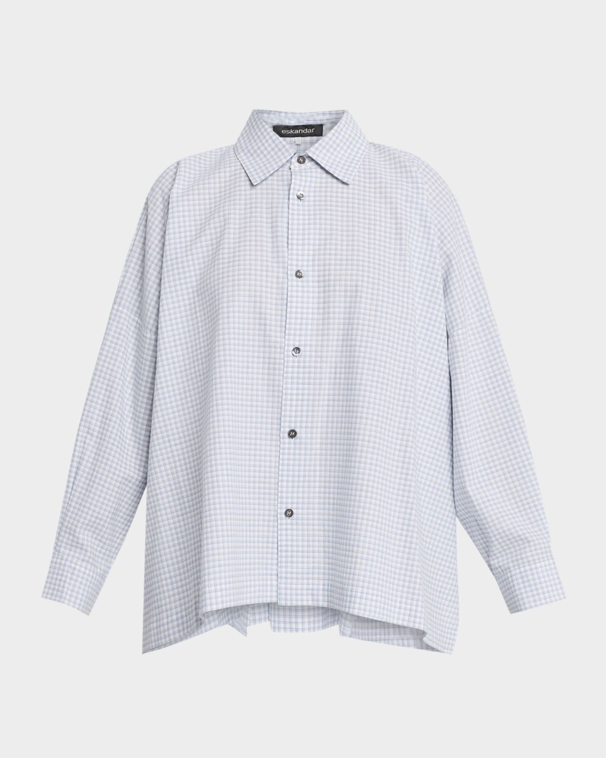 Eskandar Wide-Fit Check Cotton Shirt