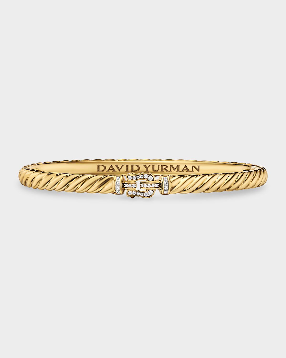 David Yurman Sculpted Cable Buckle Bracelet with Diamonds in 18K Gold