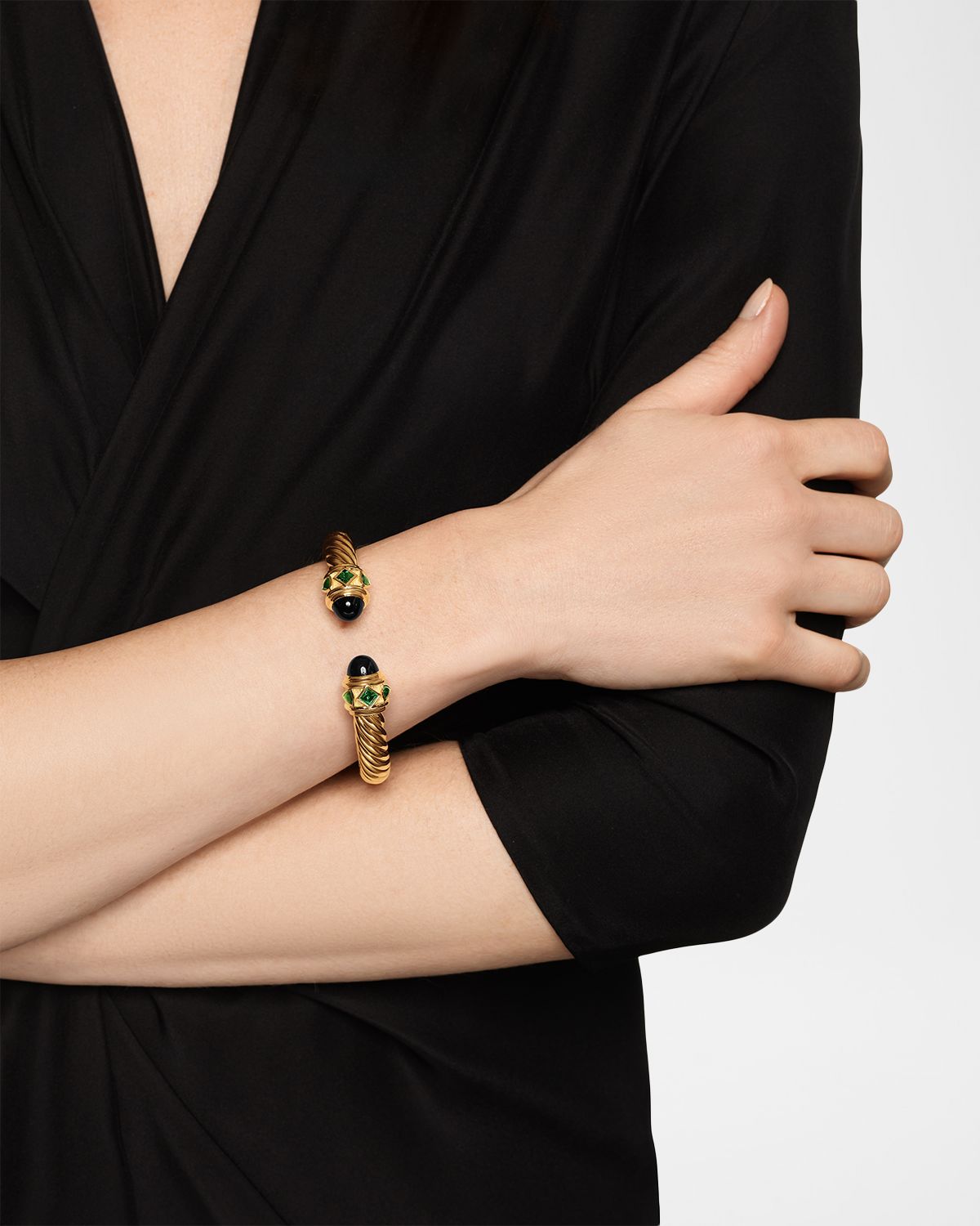 David Yurman Renaissance Cablespira Bracelet with Gemstones in 18K Gold, 9mm