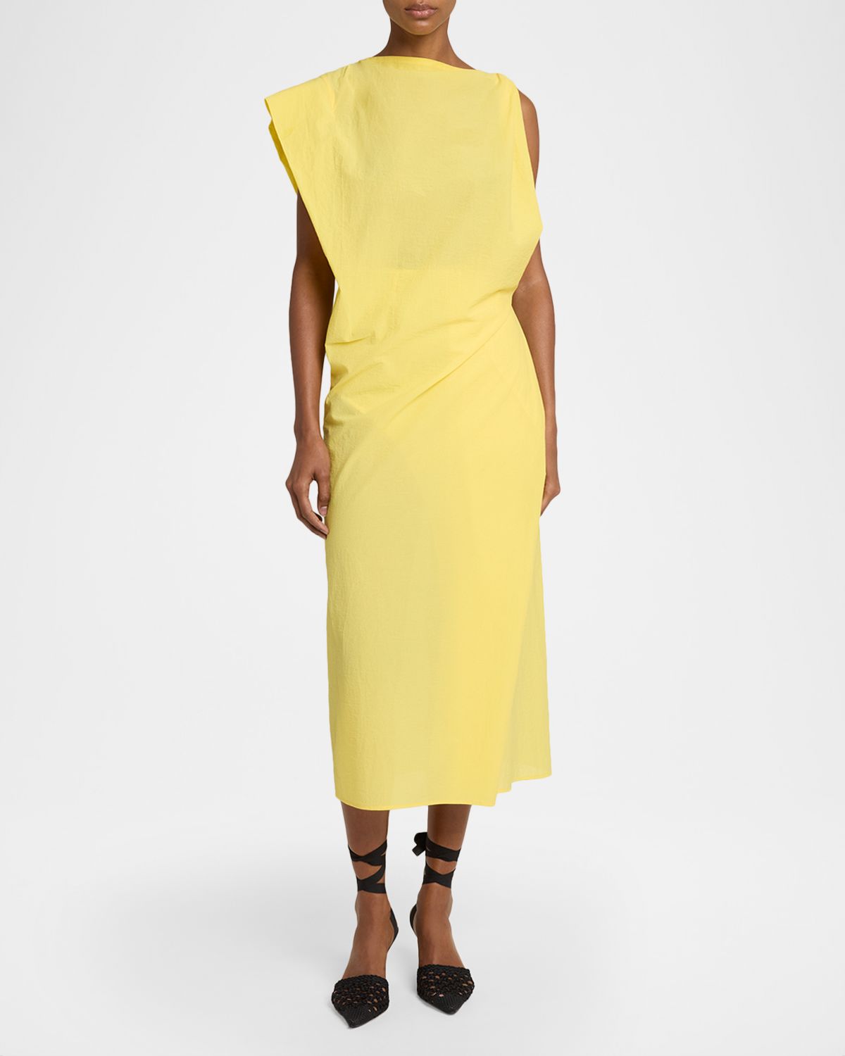Jacquemus La Drap Asymmetric Cotton Midi Dress