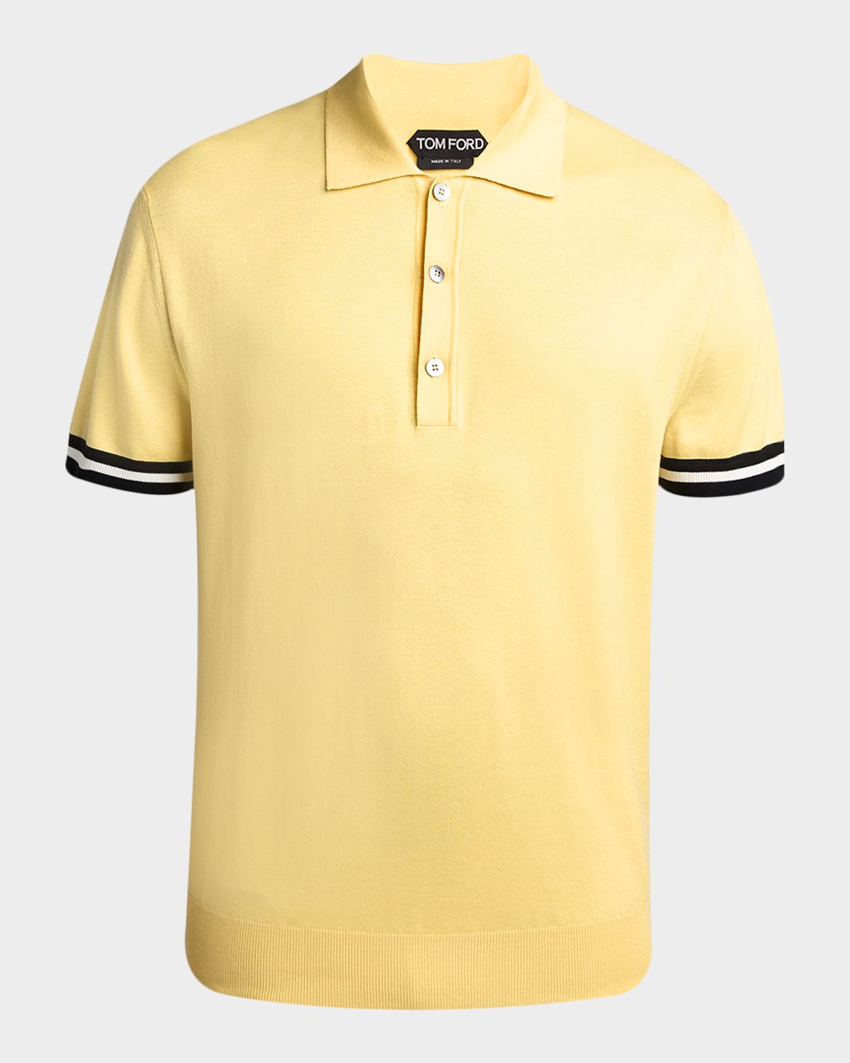 TOM FORD Men 's Cotton and Silk Tipped Short-Sleeve Polo Sweater