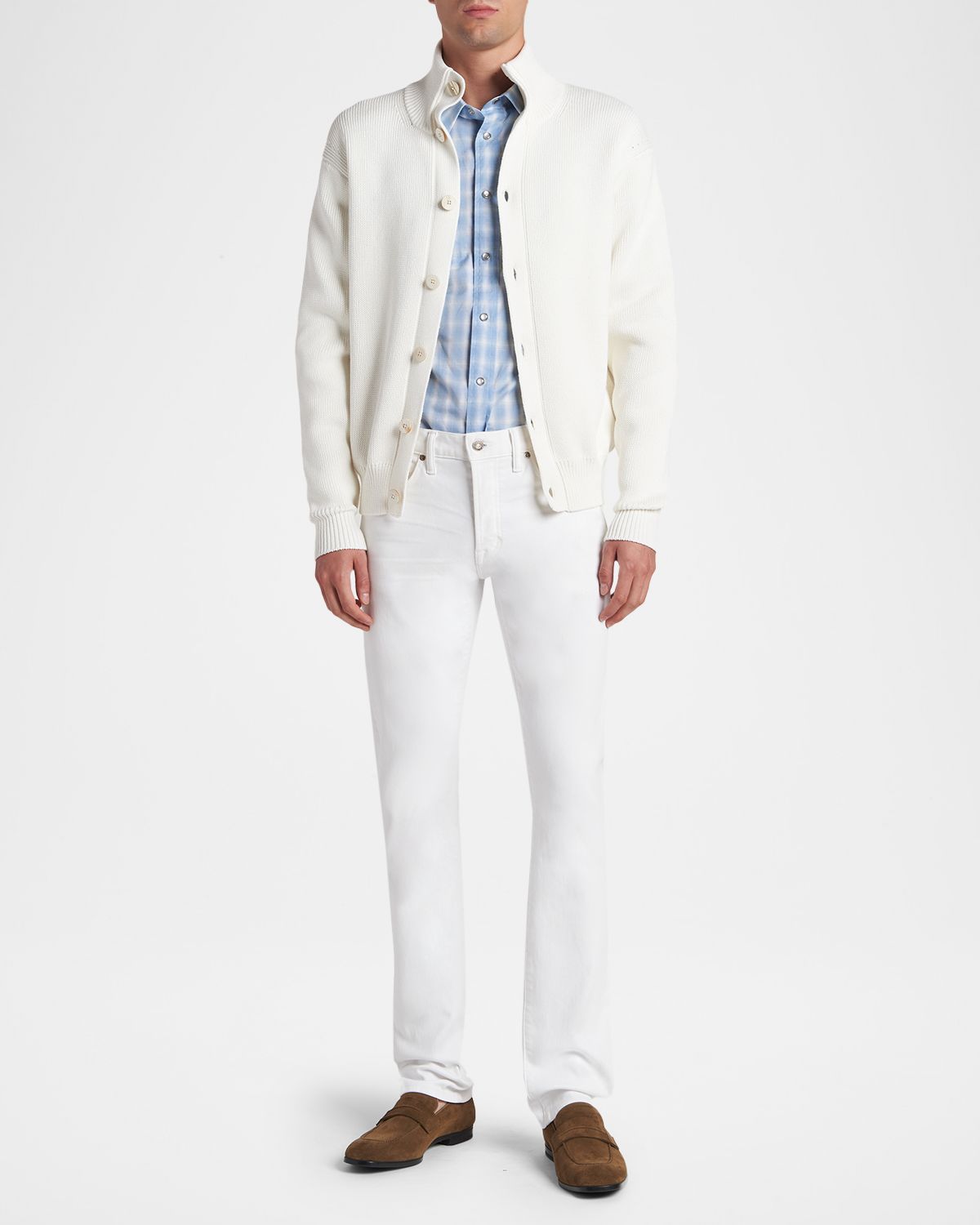 TOM FORD Men 's Cotton and Silk Knit Cardigan | Thumbnail 5 TOM FORD Men 's Cotton and Silk Knit Cardigan | Thumbnail 5